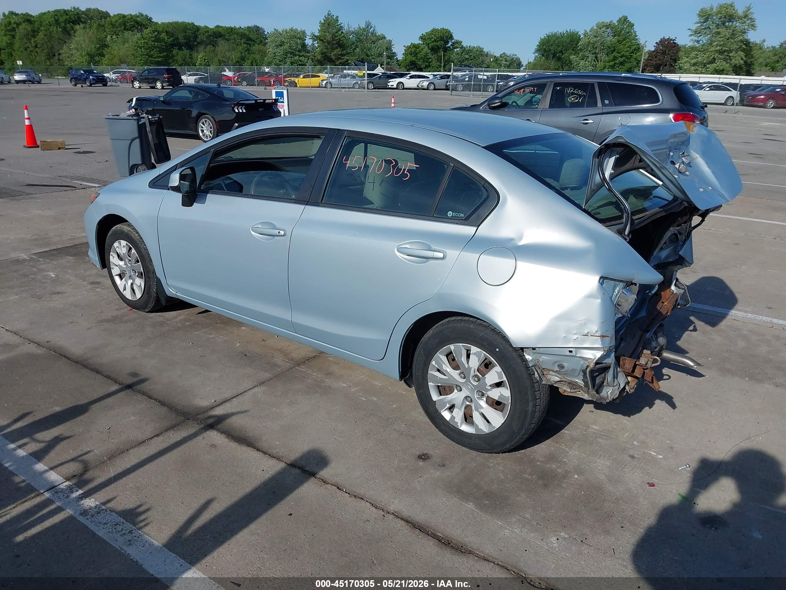 2012 Honda Civic Lx Синий vin: 19XFB2F5XCE003194