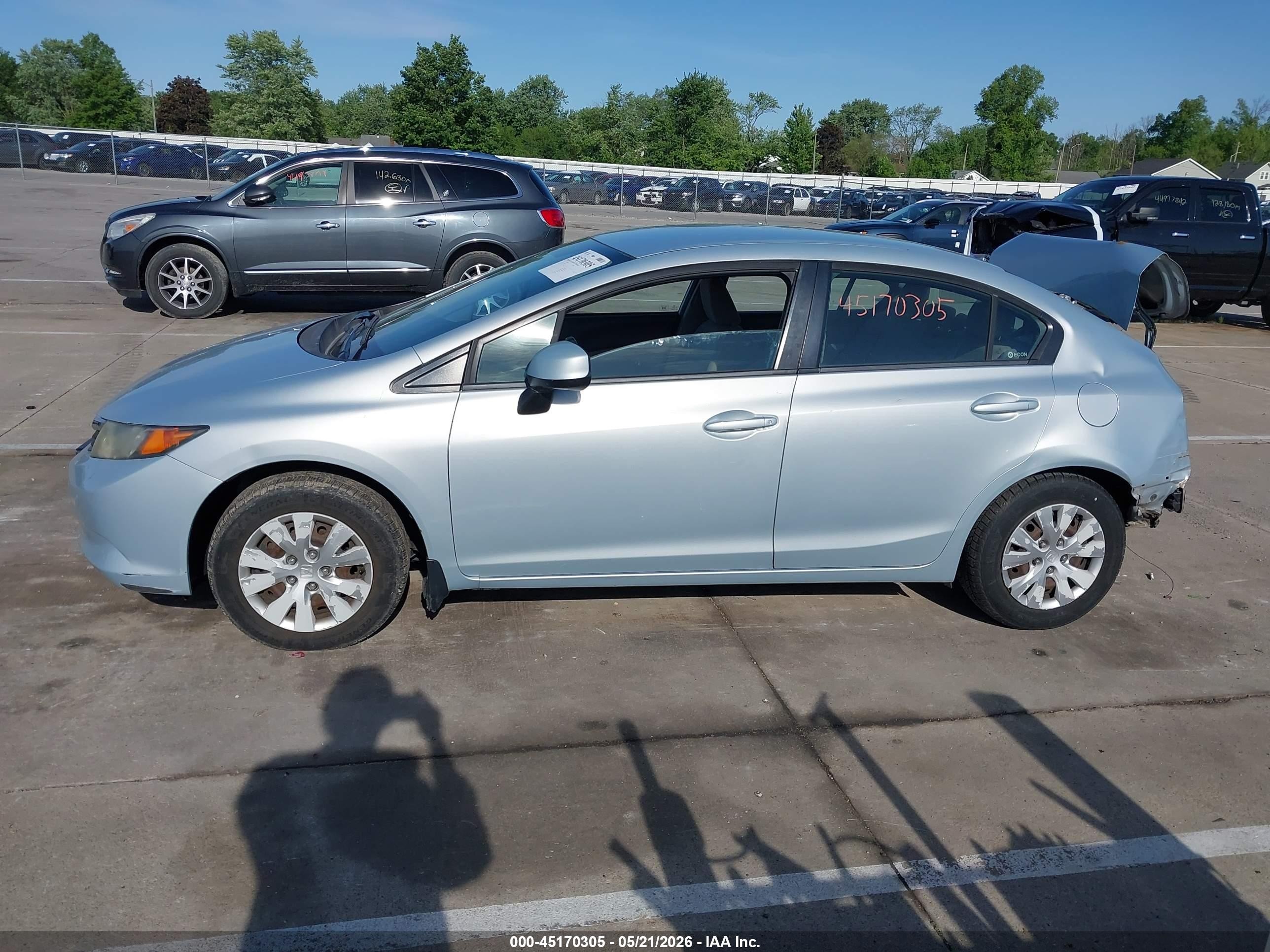 2012 Honda Civic Lx Синий vin: 19XFB2F5XCE003194