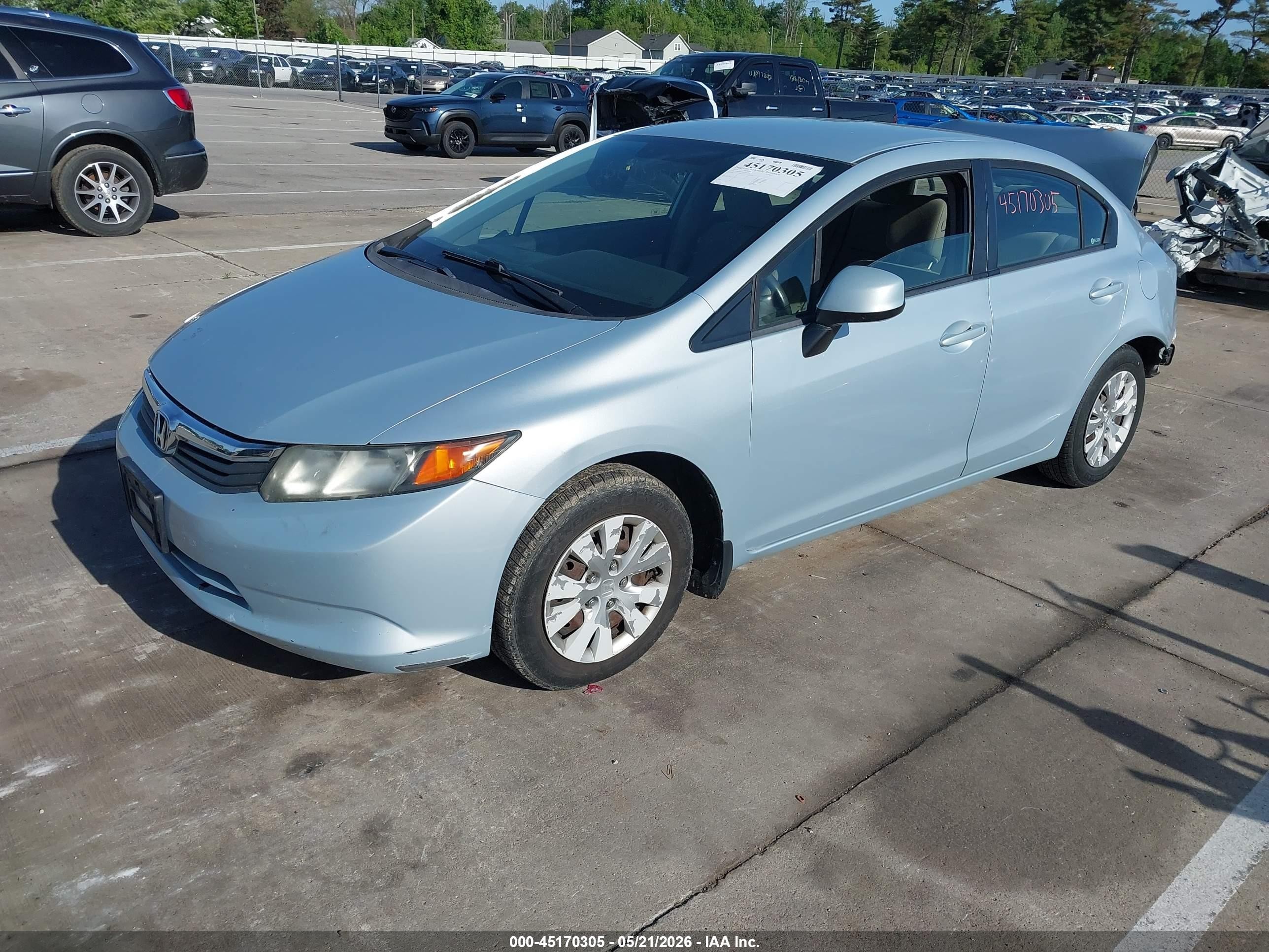 2012 Honda Civic Lx Синий vin: 19XFB2F5XCE003194