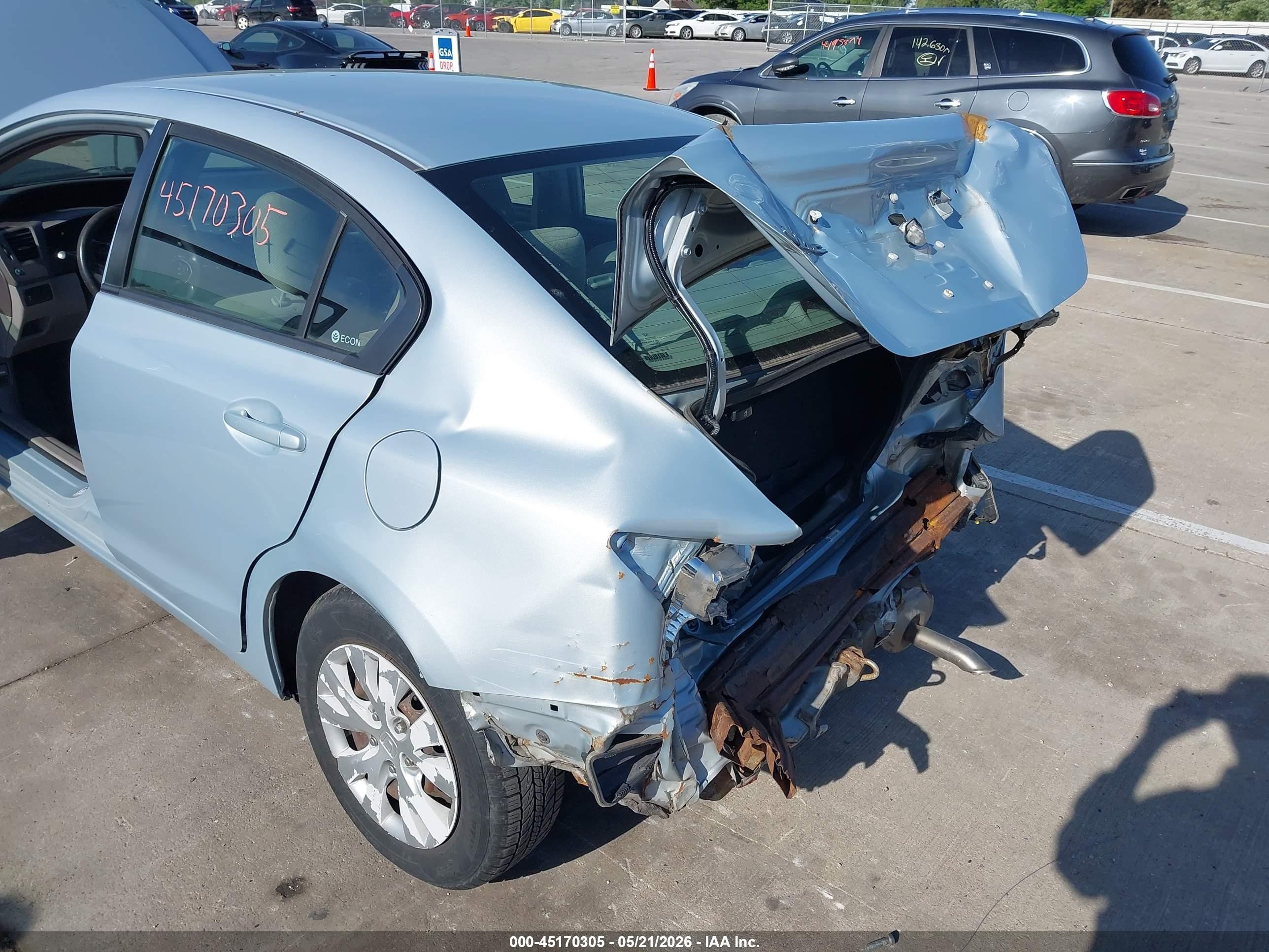 2012 Honda Civic Lx Синий vin: 19XFB2F5XCE003194