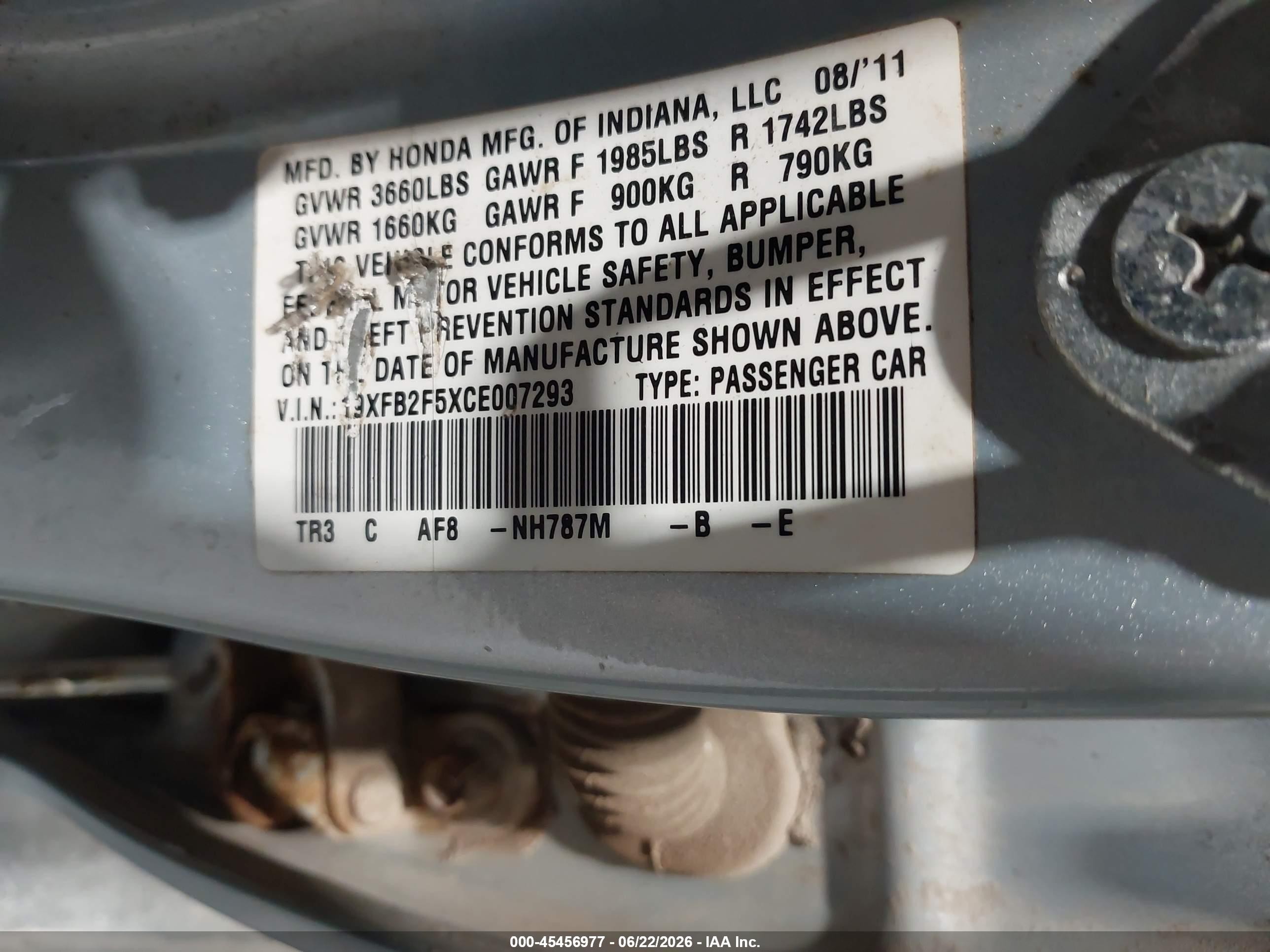 2012 Honda Civic Lx Серебряный vin: 19XFB2F5XCE007293