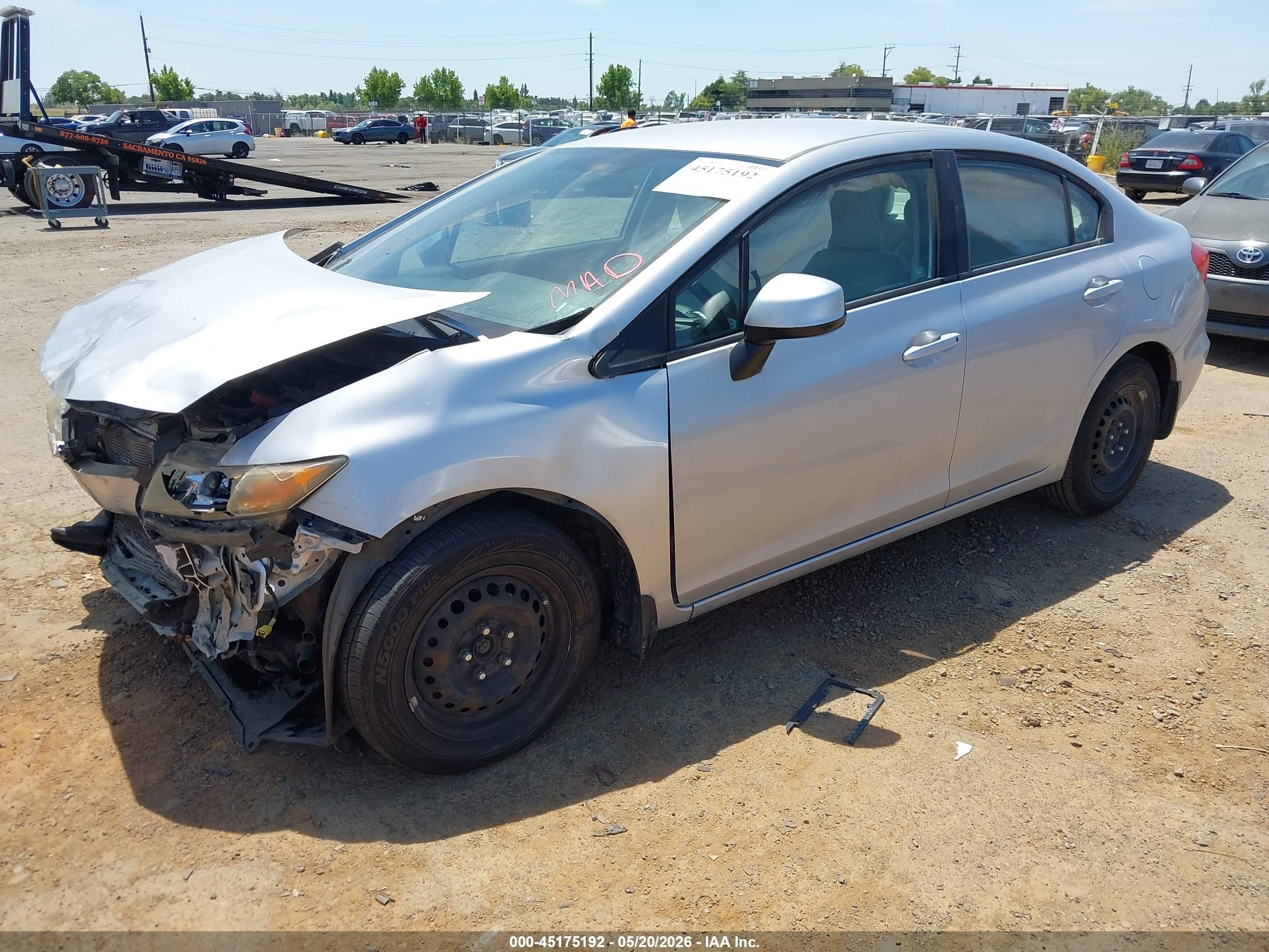 2012 Honda Civic Lx Silver vin: 19XFB2F5XCE009495