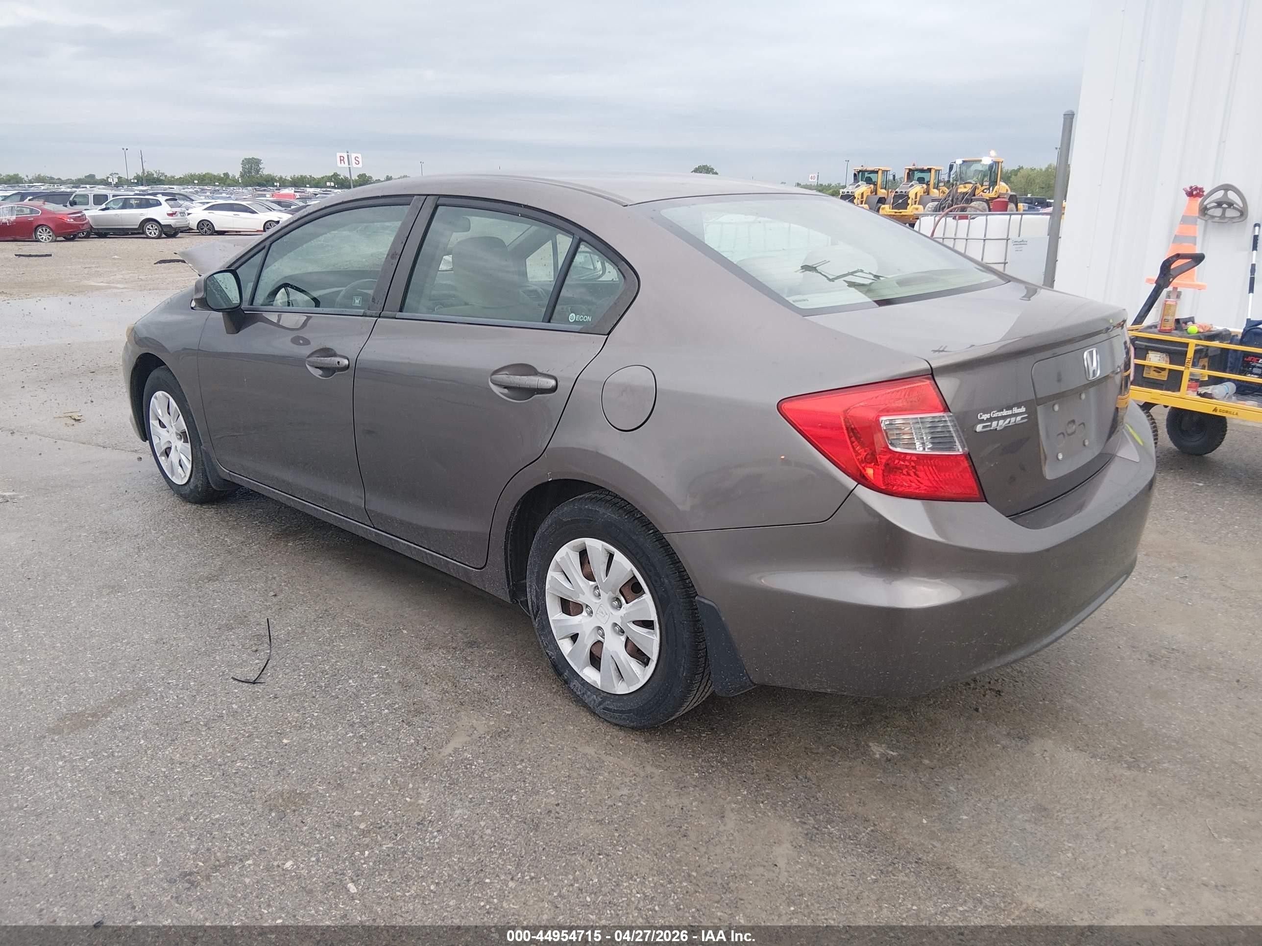 2012 Honda Civic Lx Gray vin: 19XFB2F5XCE013594