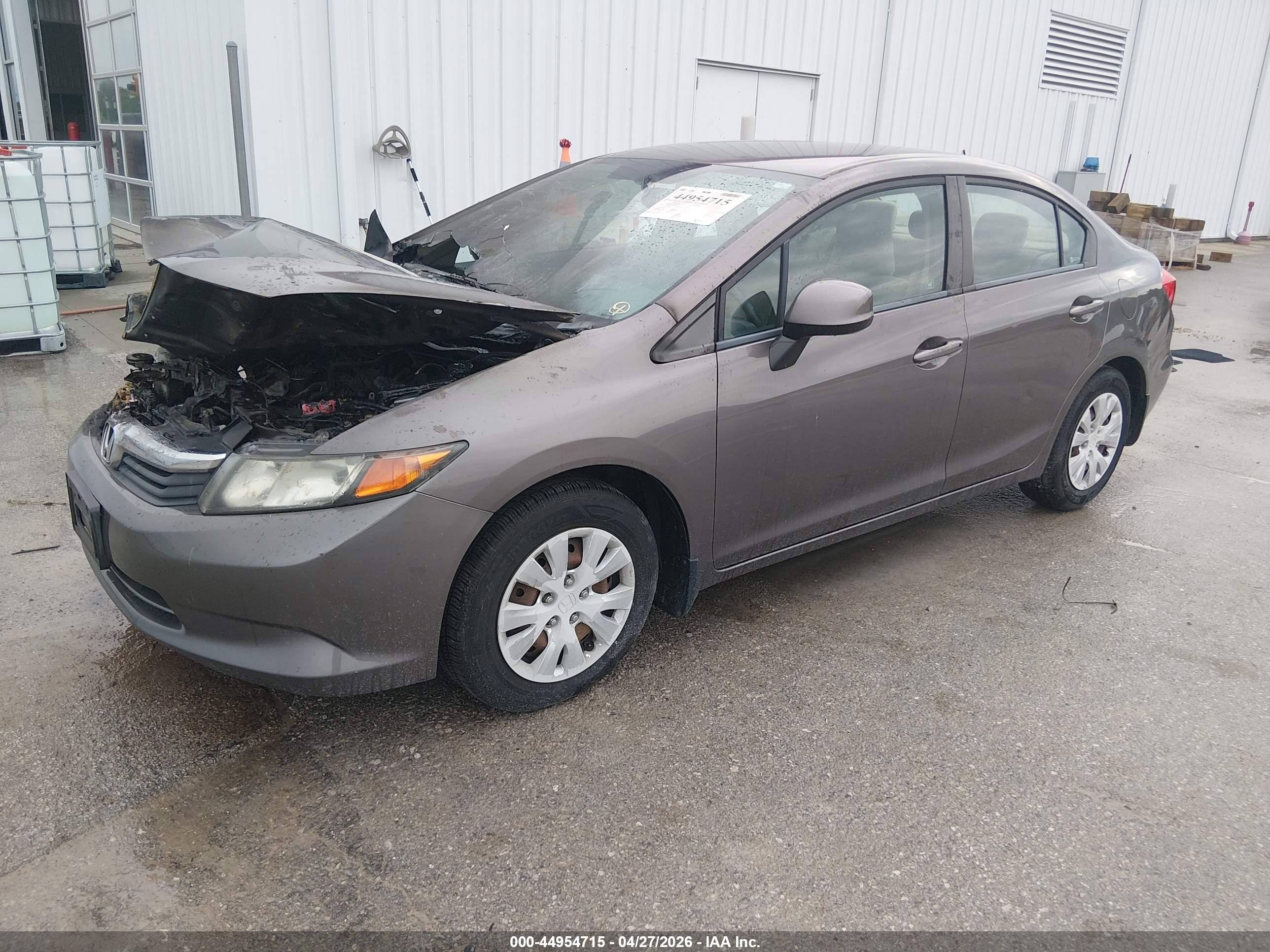 2012 Honda Civic Lx Gray vin: 19XFB2F5XCE013594