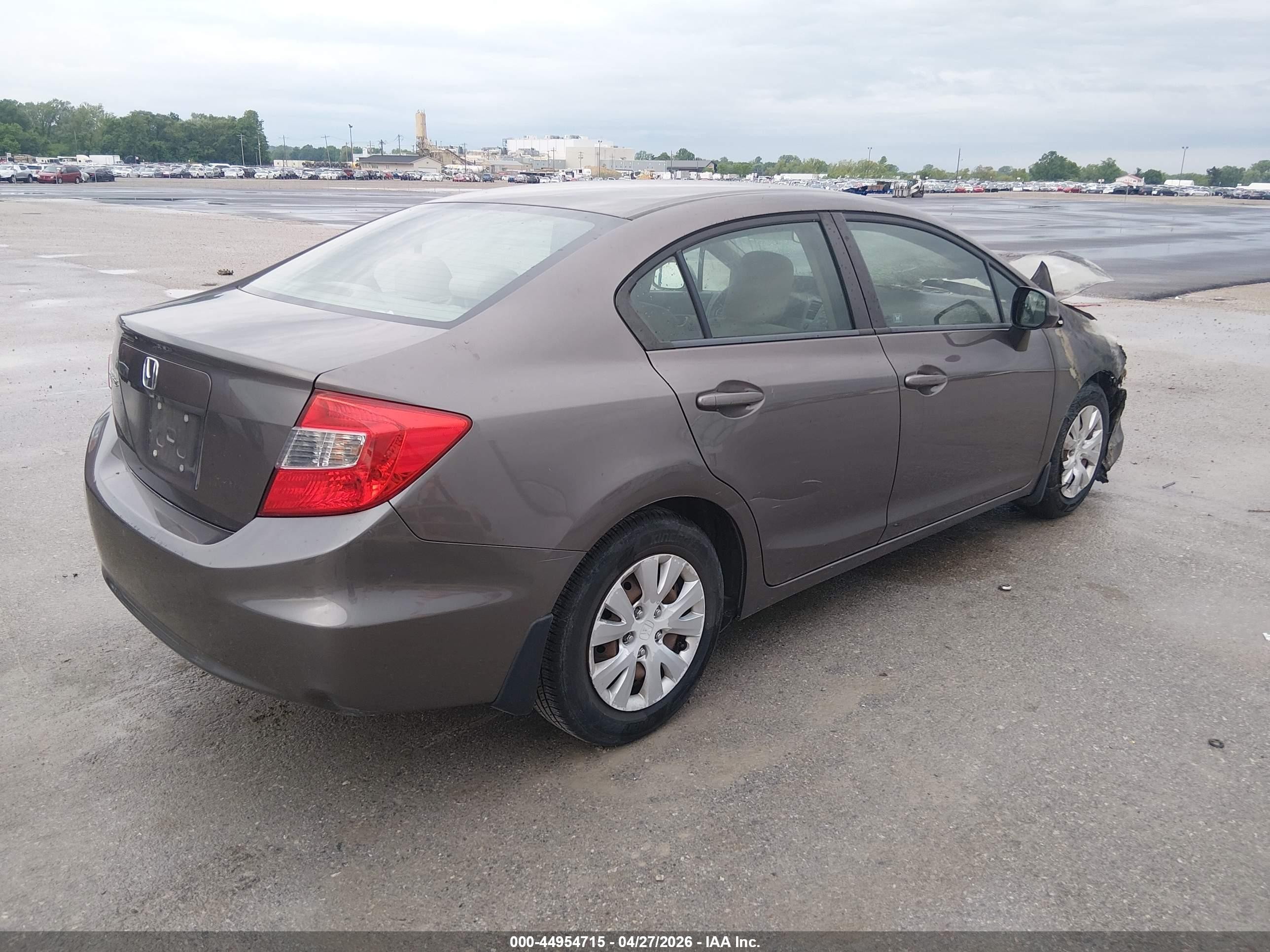 2012 Honda Civic Lx Gray vin: 19XFB2F5XCE013594