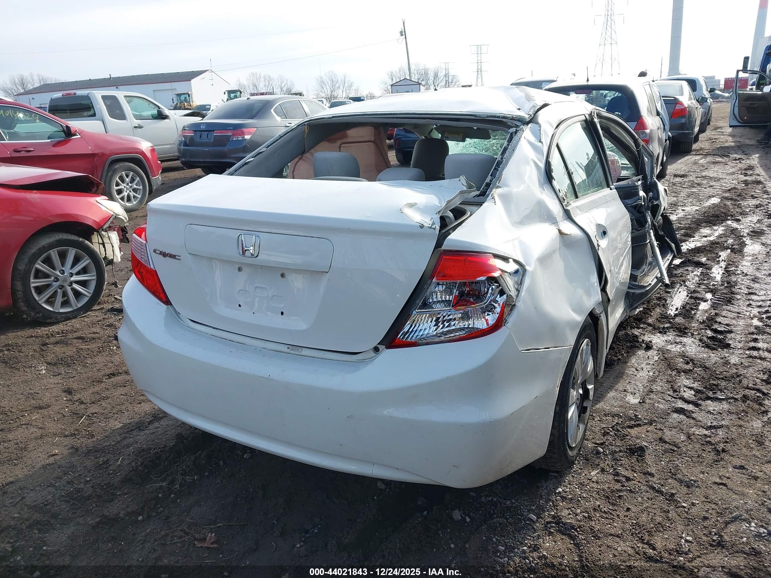 2012 Honda Civic Lx White vin: 19XFB2F5XCE016026