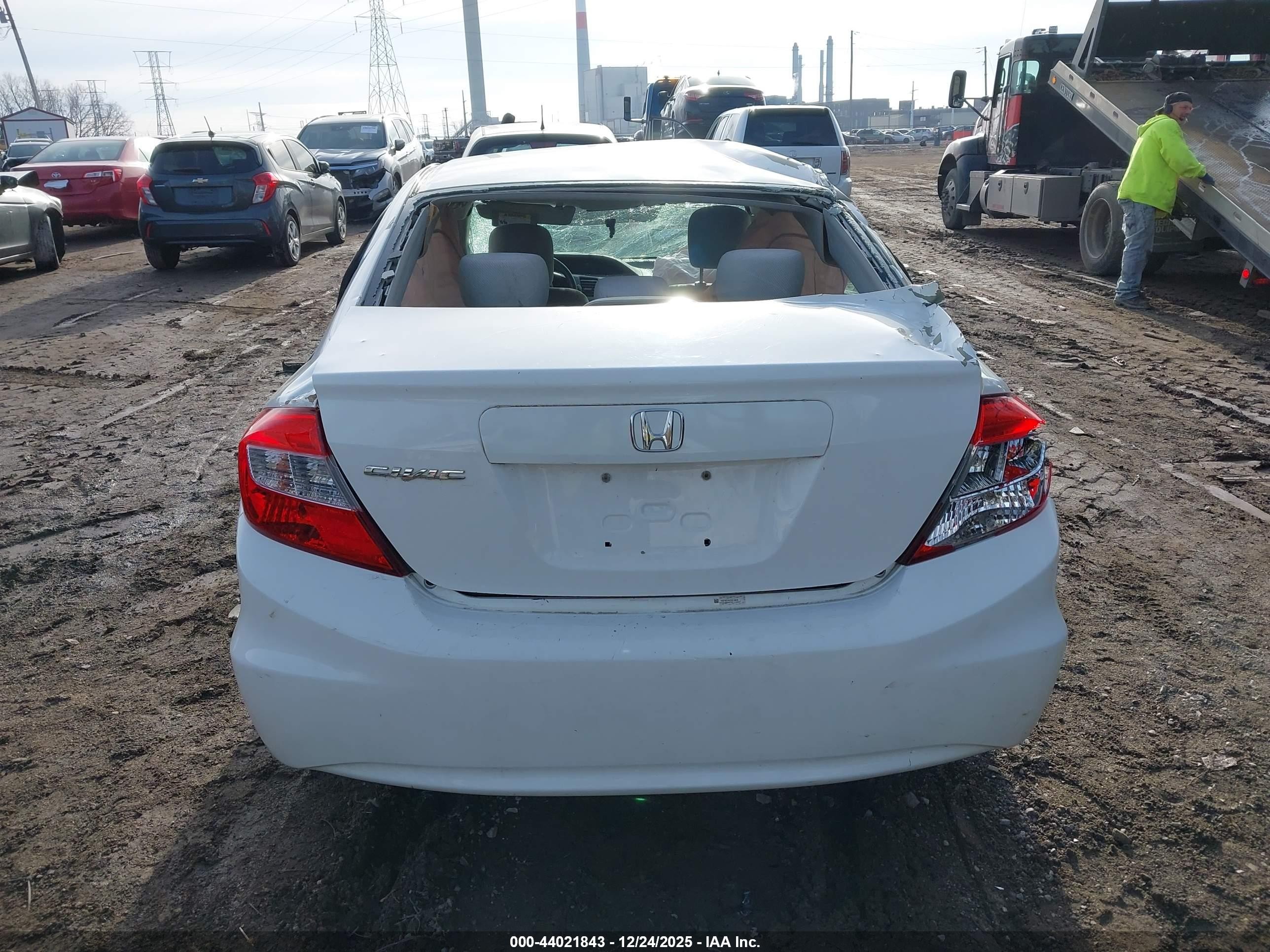 2012 Honda Civic Lx White vin: 19XFB2F5XCE016026