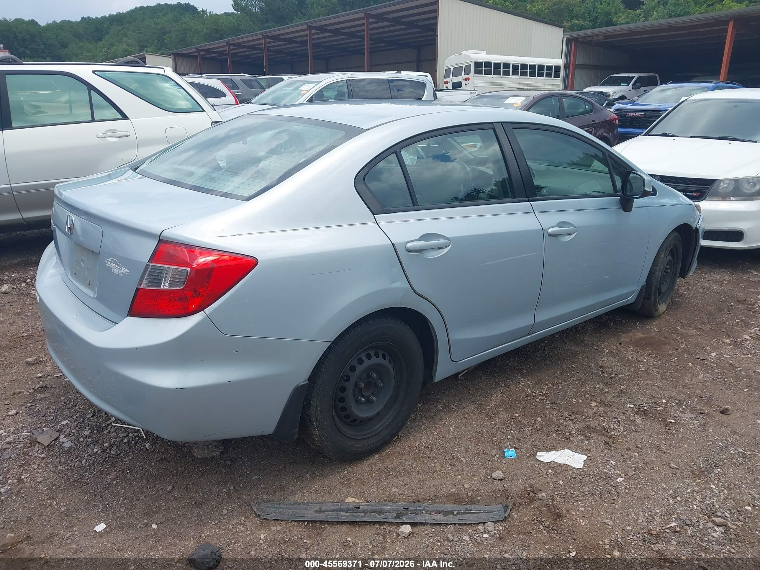 2012 Honda Civic Lx Синий vin: 19XFB2F5XCE018942