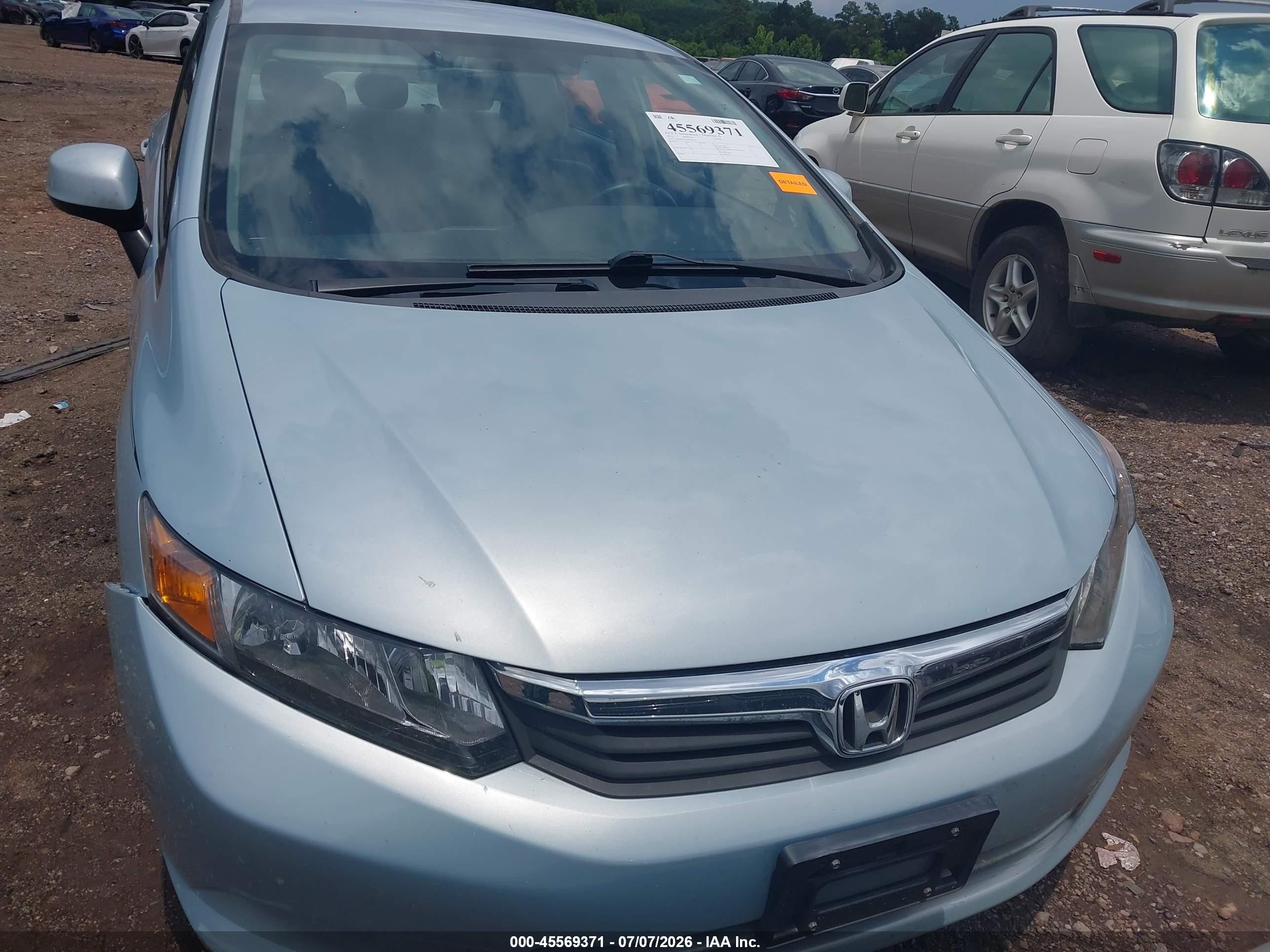 2012 Honda Civic Lx Синий vin: 19XFB2F5XCE018942