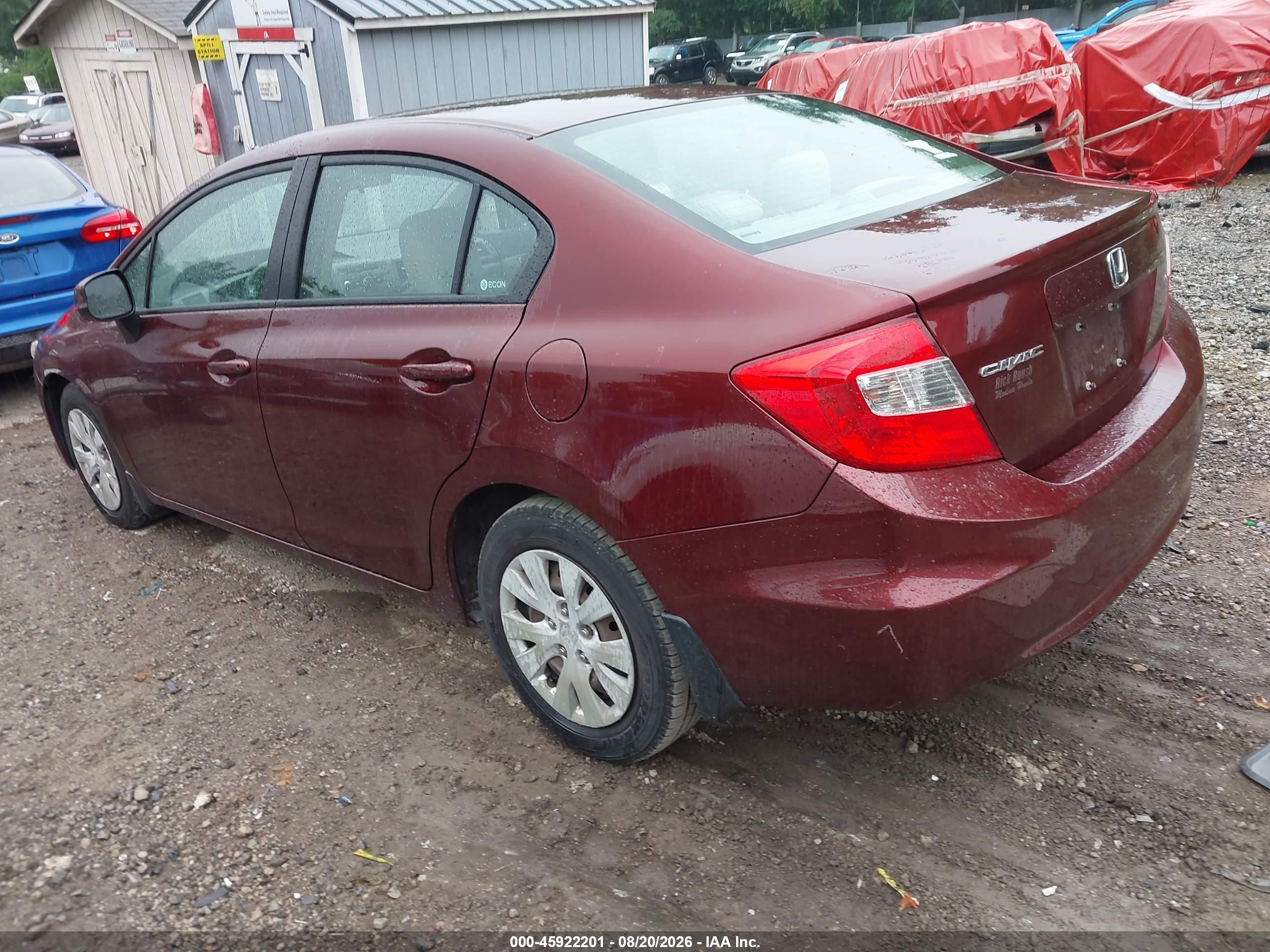 2012 Honda Civic Lx Красный vin: 19XFB2F5XCE031545