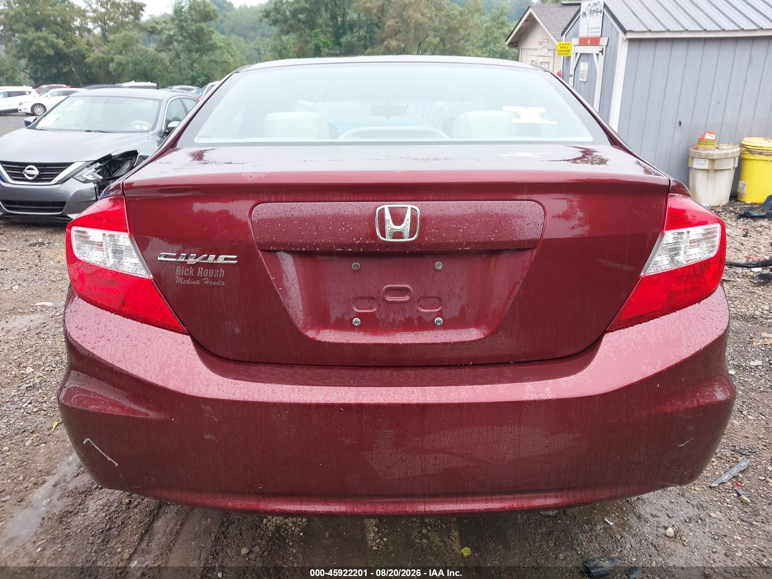 2012 Honda Civic Lx Красный vin: 19XFB2F5XCE031545