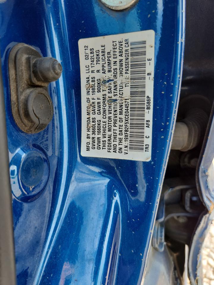 2012 Honda Civic Lx Blue vin: 19XFB2F5XCE044571