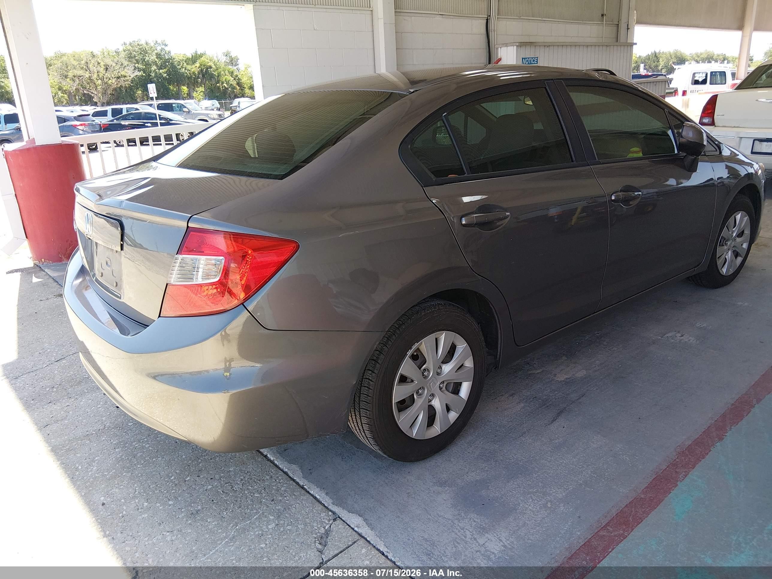 2012 Honda Civic Lx Brown vin: 19XFB2F5XCE048586