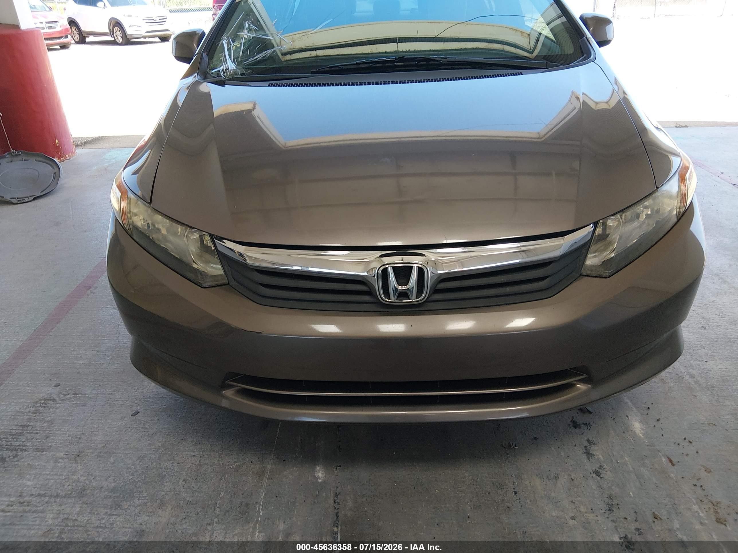 2012 Honda Civic Lx Brown vin: 19XFB2F5XCE048586