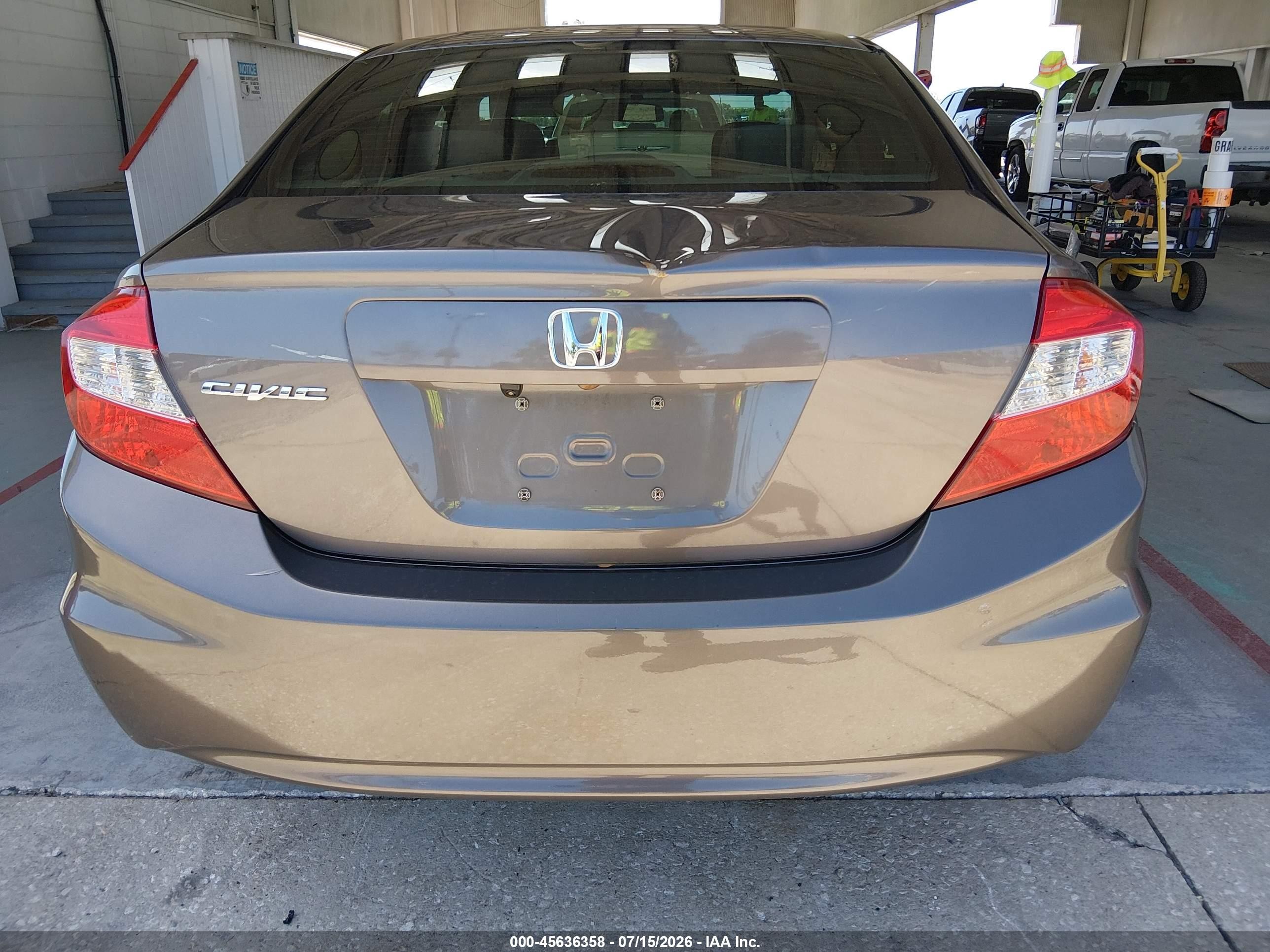 2012 Honda Civic Lx Brown vin: 19XFB2F5XCE048586