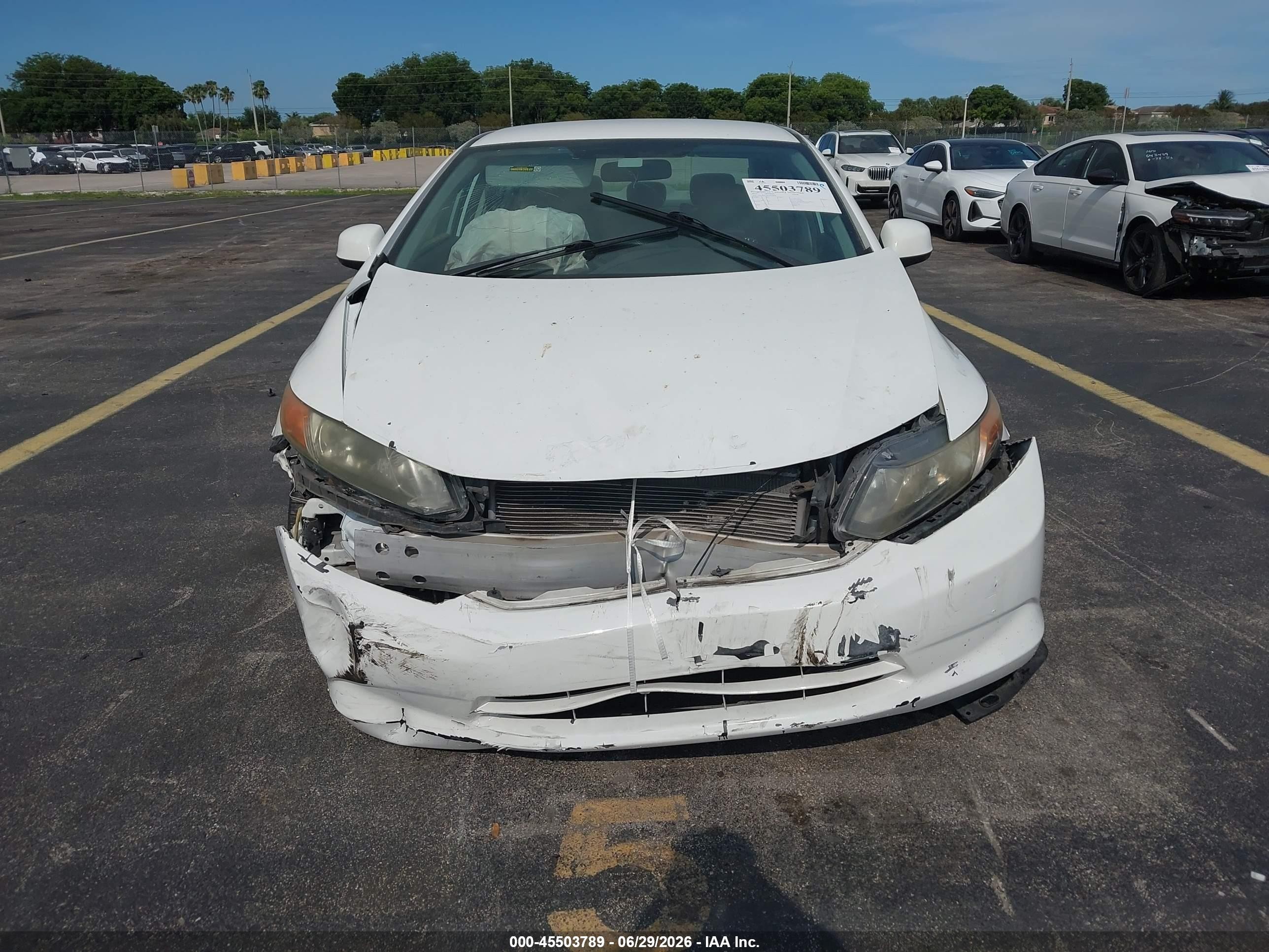 2012 Honda Civic Lx White vin: 19XFB2F5XCE052878