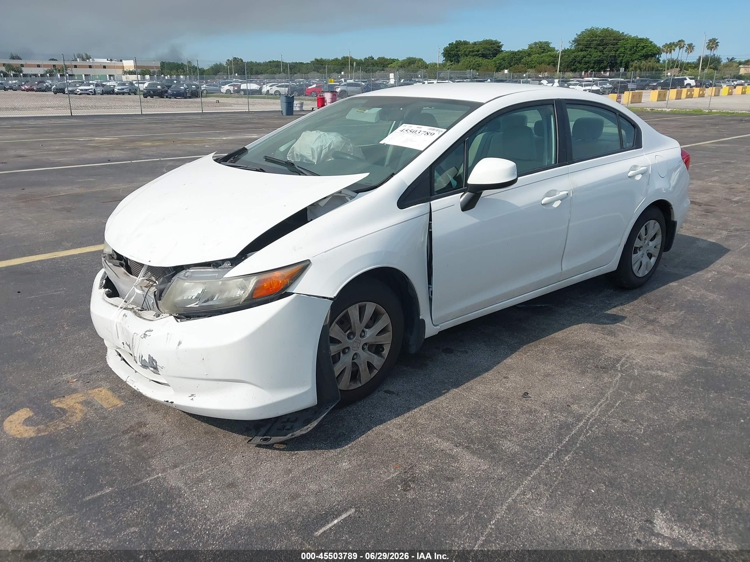 2012 Honda Civic Lx White vin: 19XFB2F5XCE052878