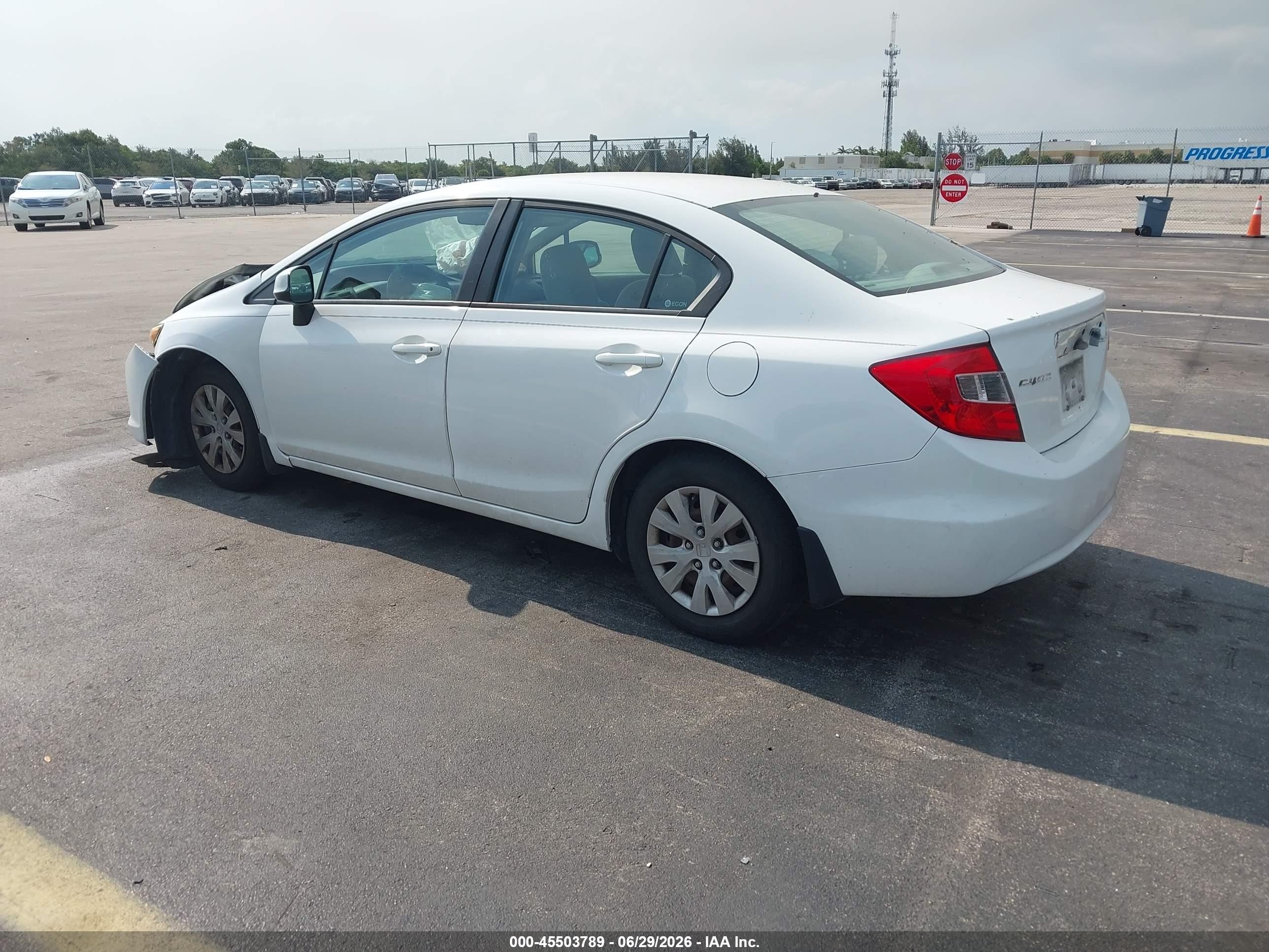 2012 Honda Civic Lx White vin: 19XFB2F5XCE052878