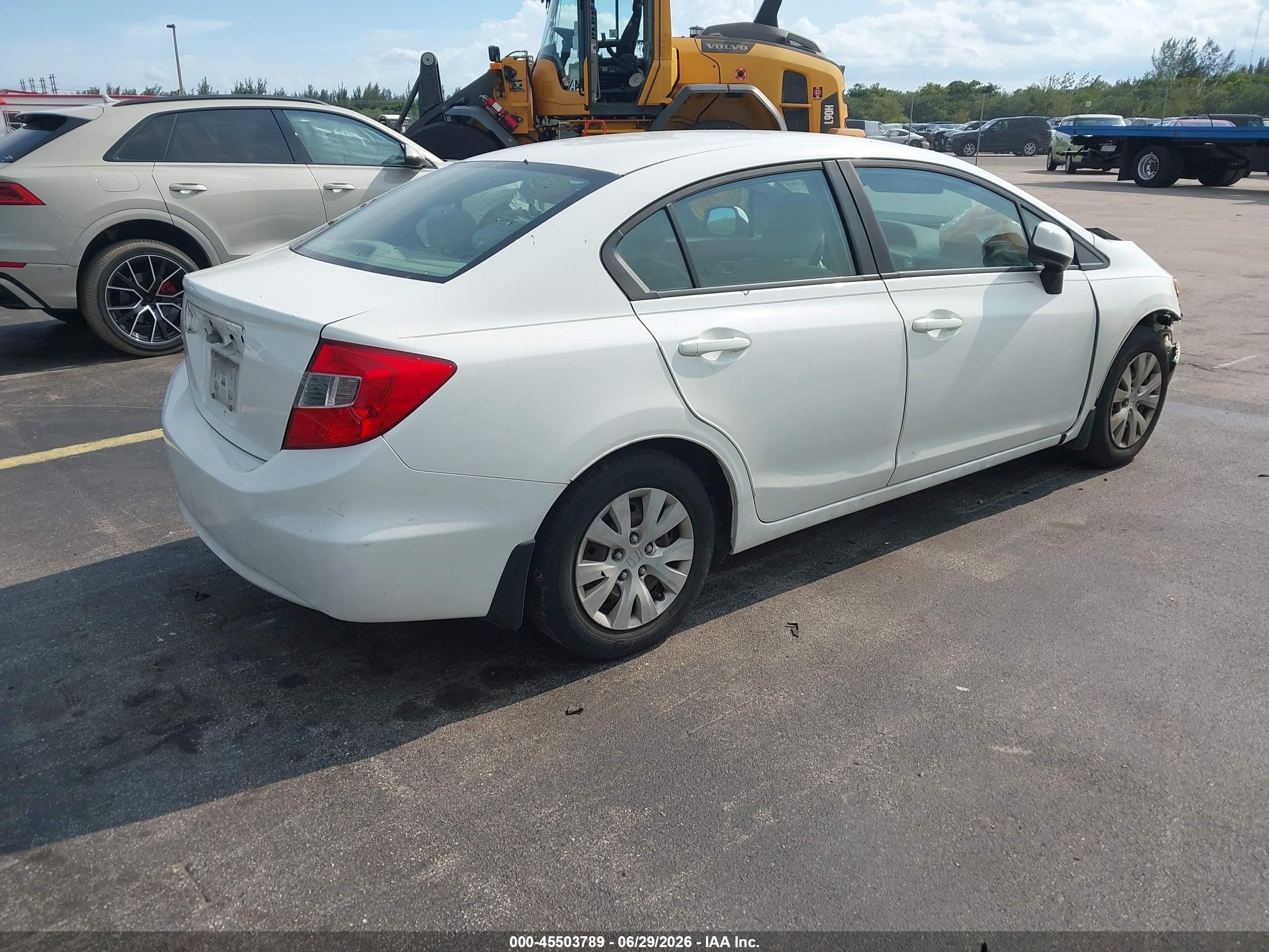2012 Honda Civic Lx White vin: 19XFB2F5XCE052878
