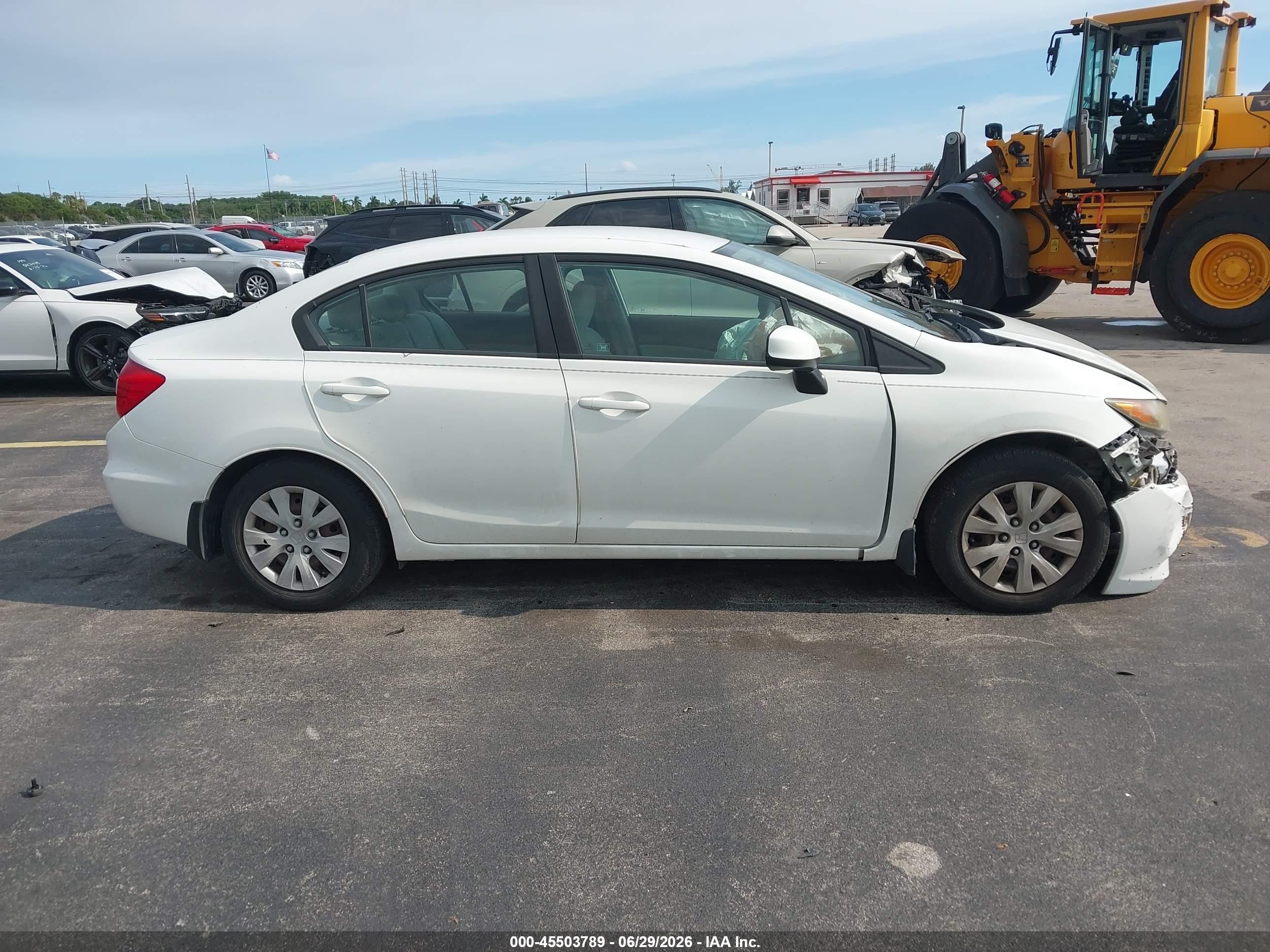 2012 Honda Civic Lx White vin: 19XFB2F5XCE052878