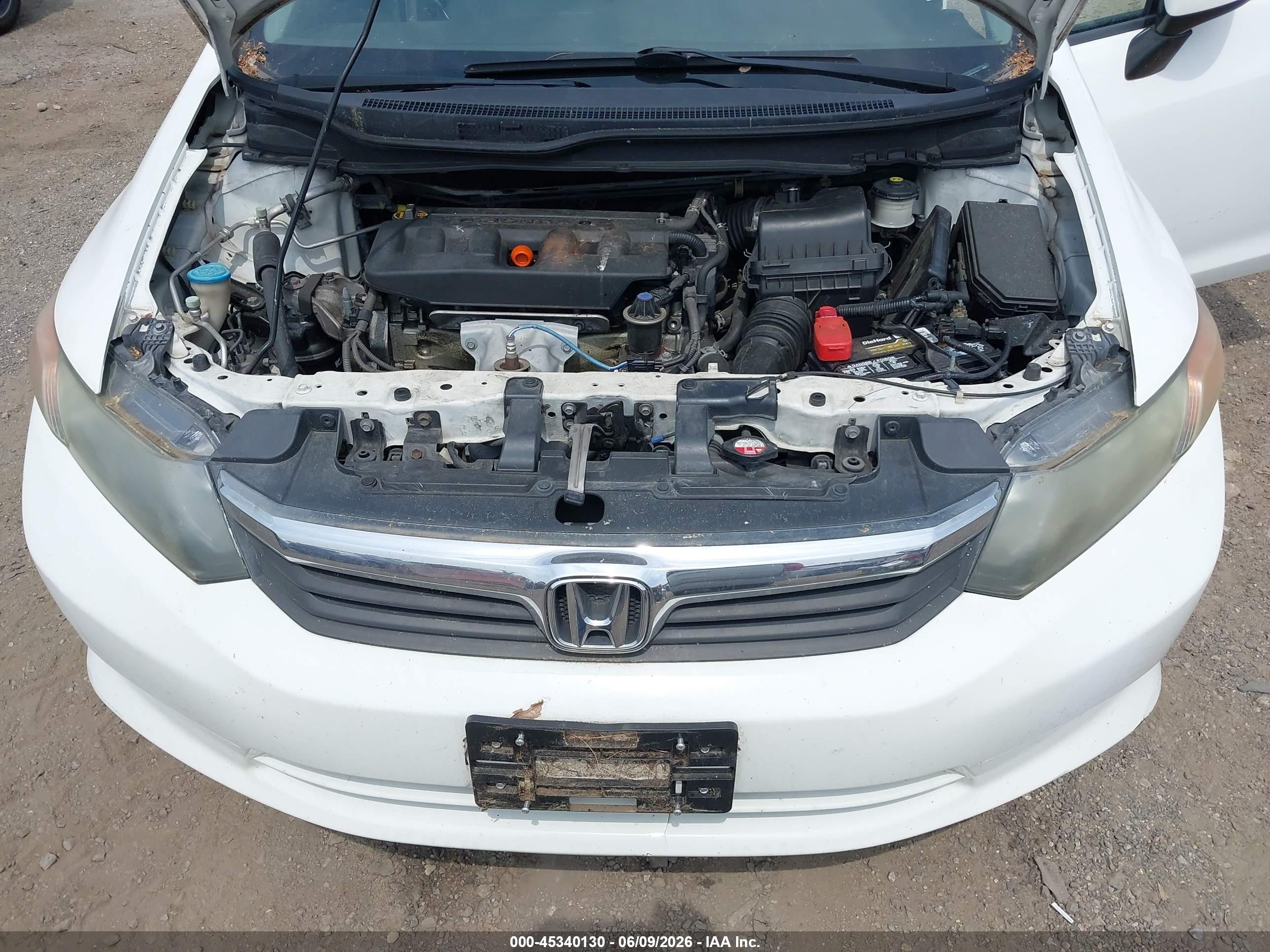 2012 Honda Civic Lx White vin: 19XFB2F5XCE077733