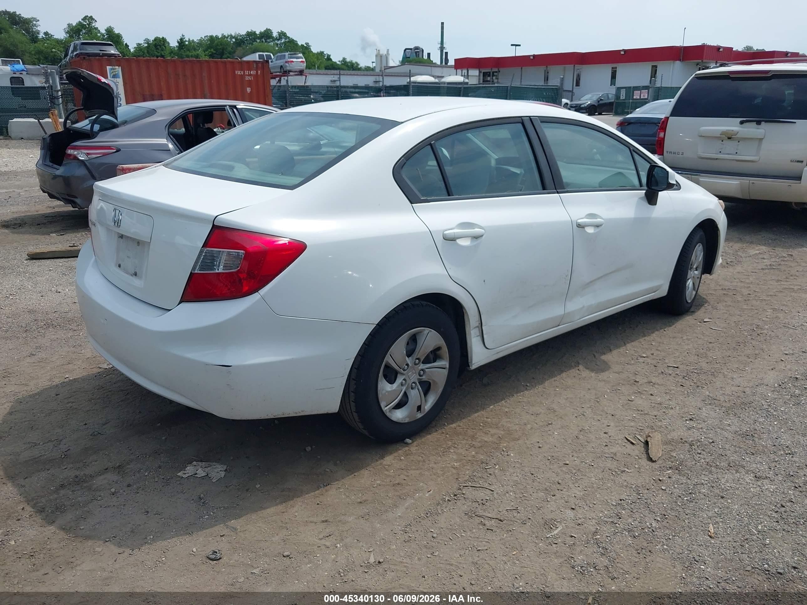 2012 Honda Civic Lx White vin: 19XFB2F5XCE077733