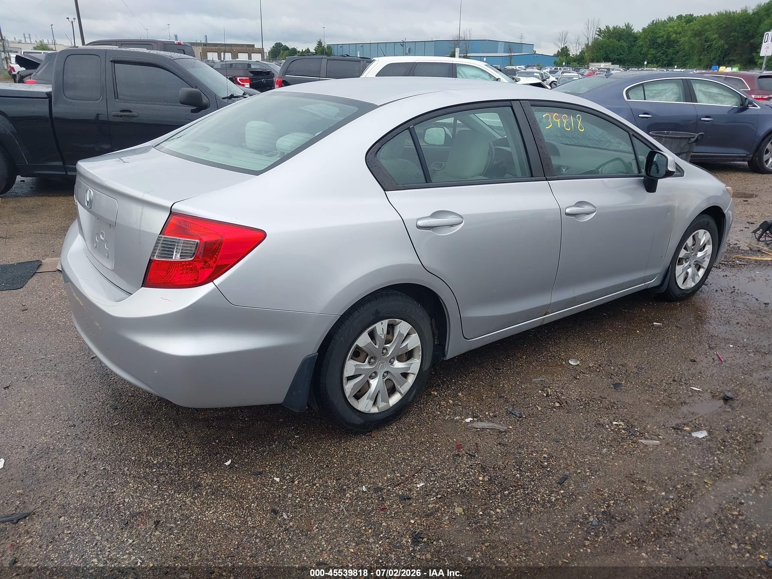 2012 Honda Civic Lx Silver vin: 19XFB2F5XCE088456