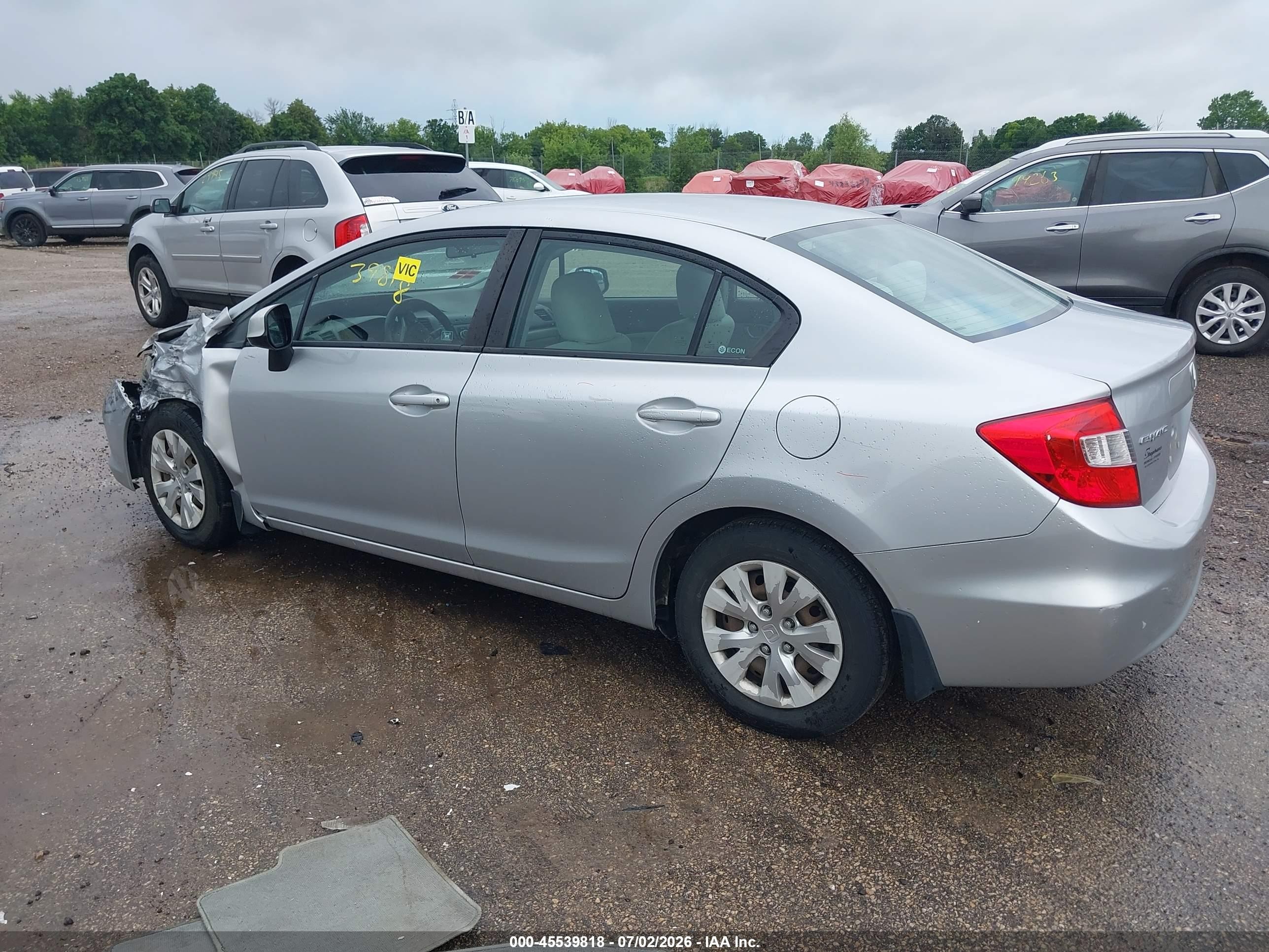 2012 Honda Civic Lx Silver vin: 19XFB2F5XCE088456