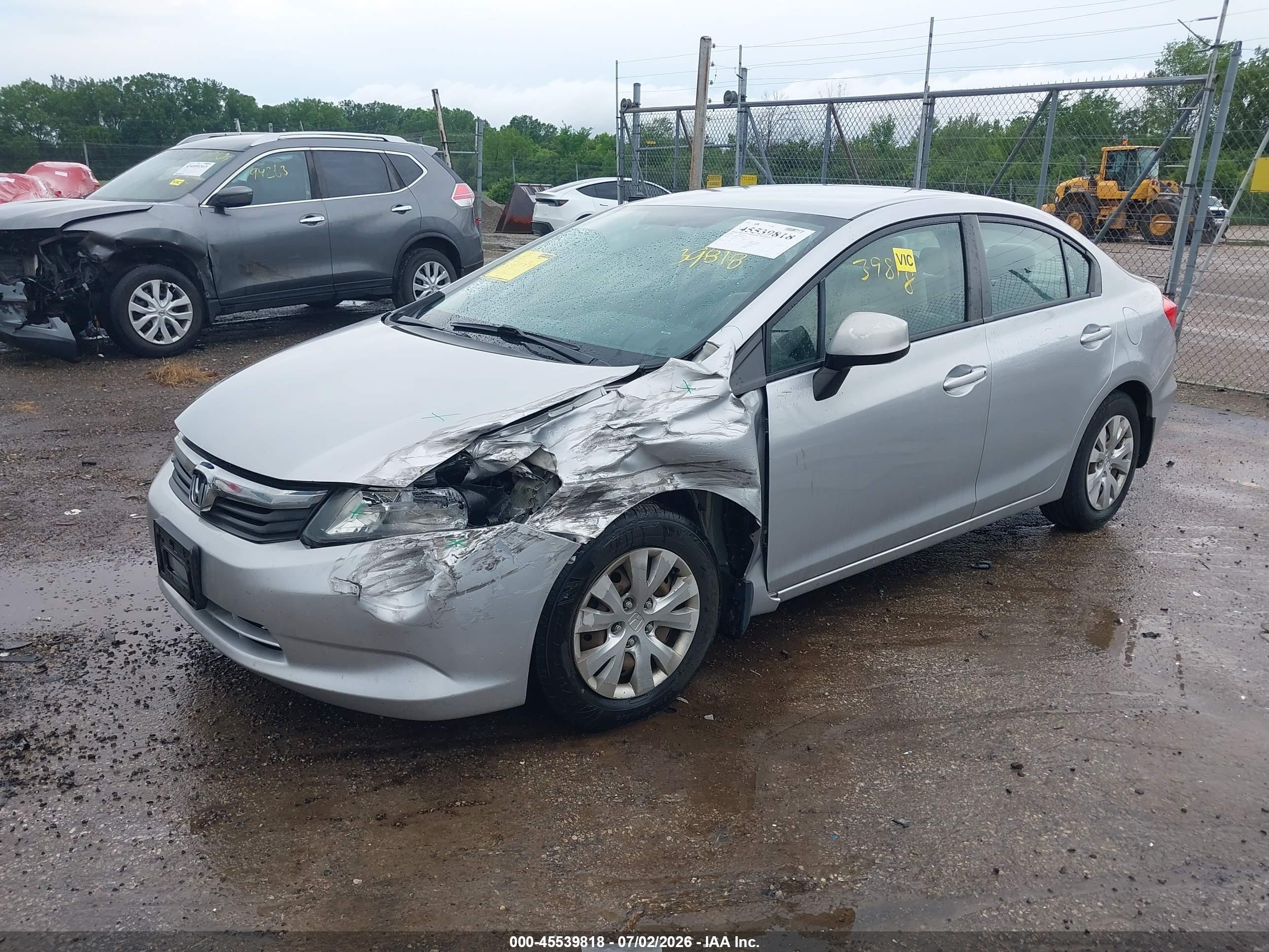2012 Honda Civic Lx Silver vin: 19XFB2F5XCE088456