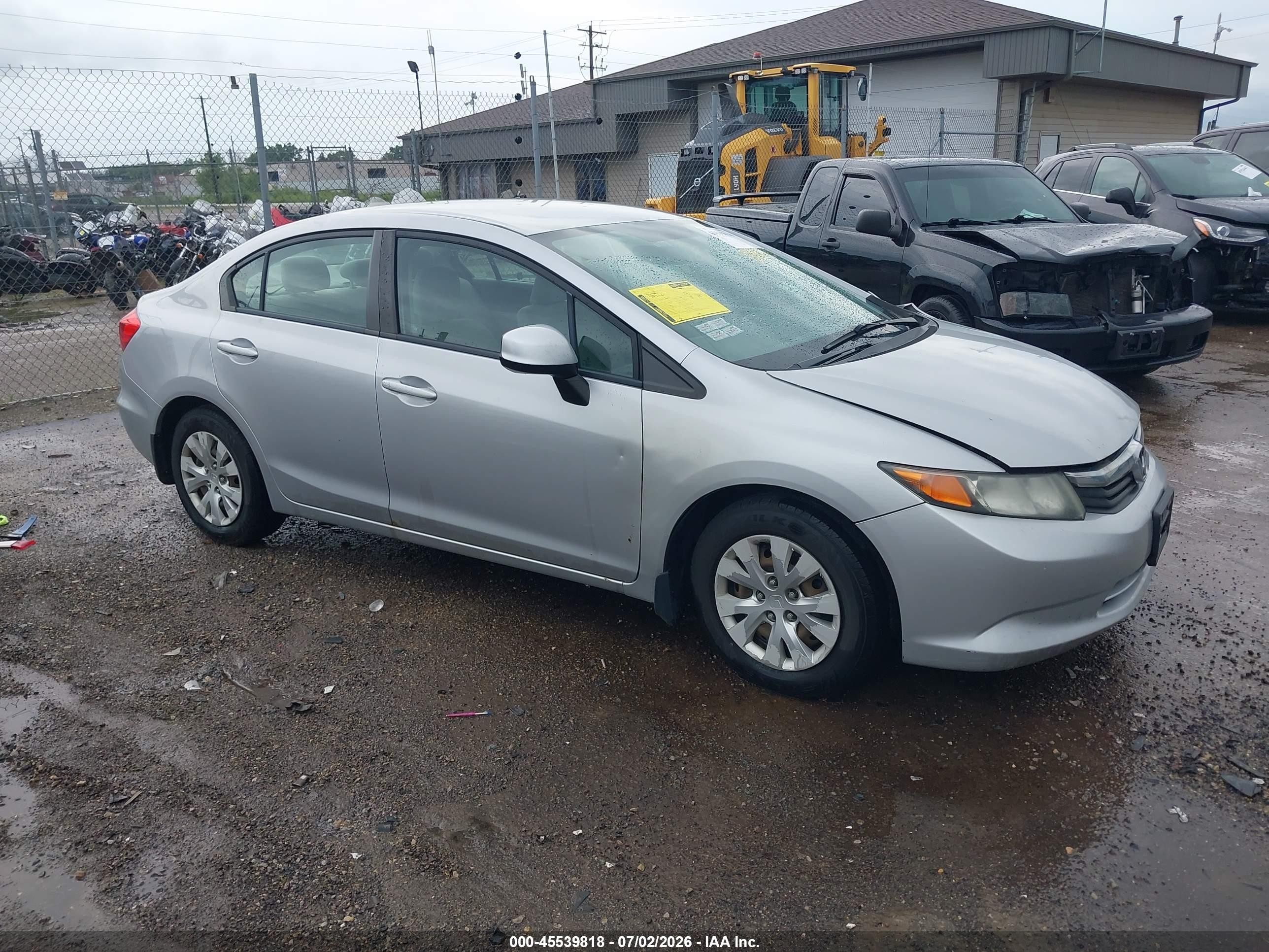 2012 Honda Civic Lx Серебряный vin: 19XFB2F5XCE088456