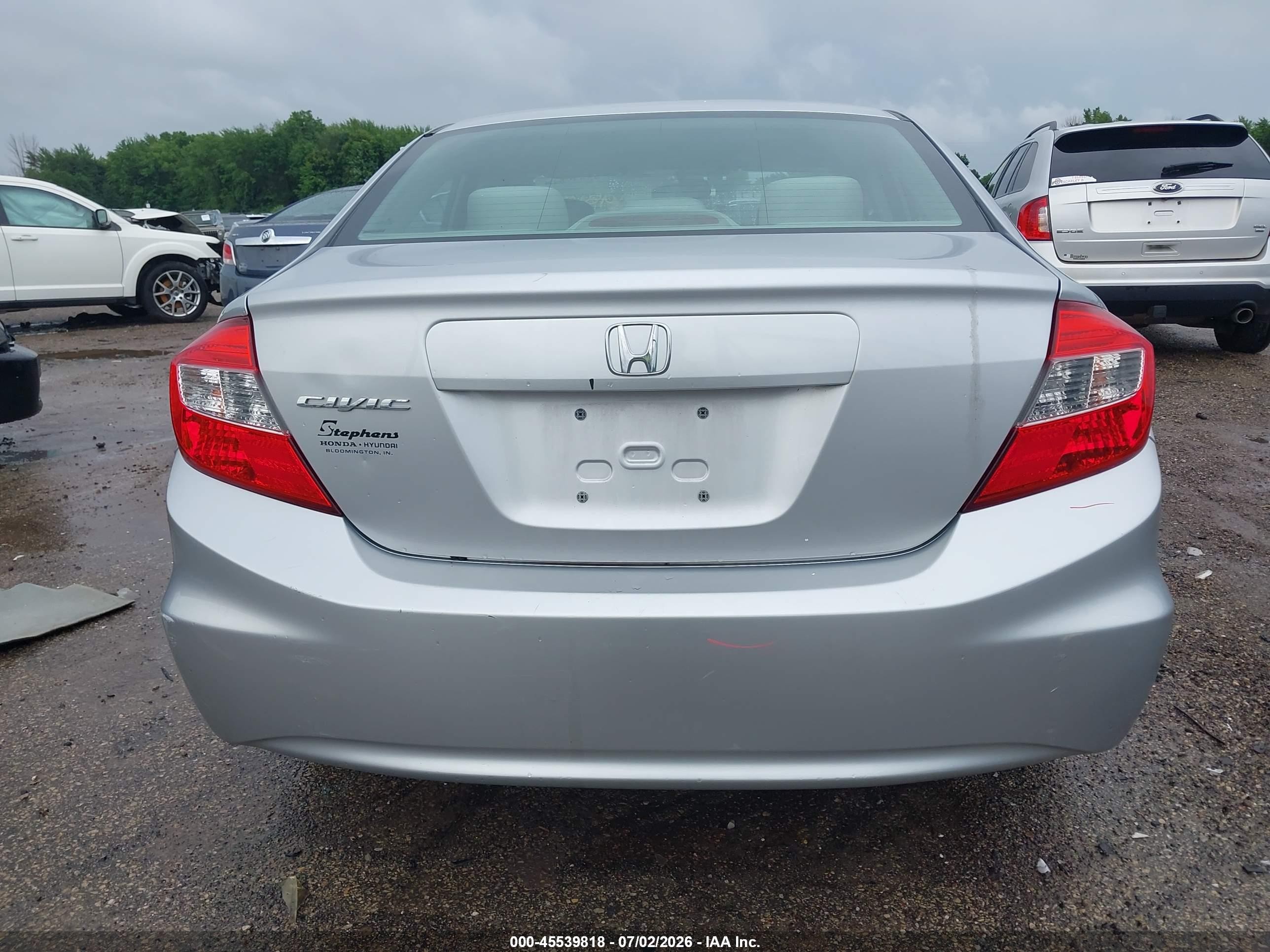 2012 Honda Civic Lx Silver vin: 19XFB2F5XCE088456
