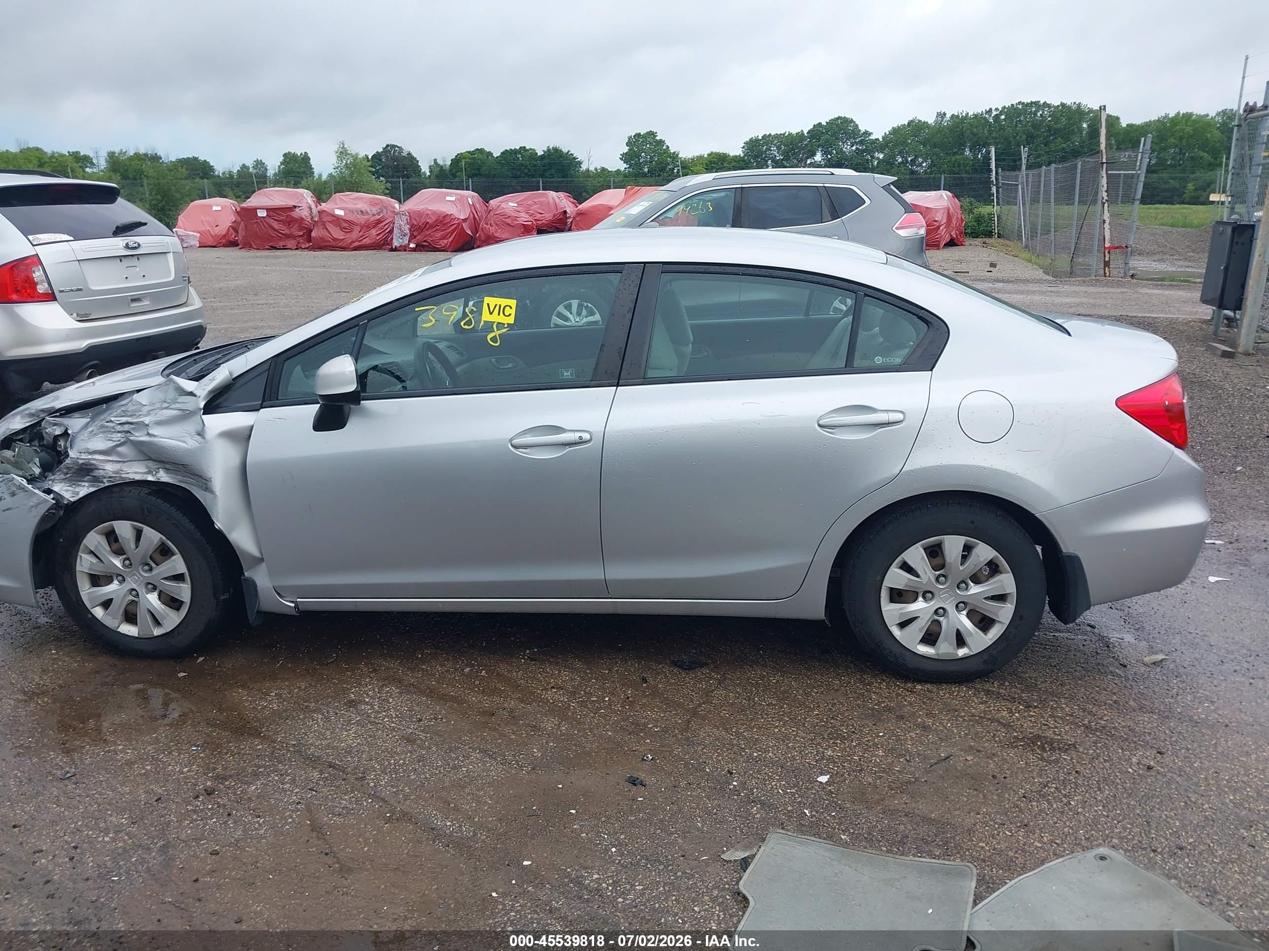 2012 Honda Civic Lx Silver vin: 19XFB2F5XCE088456