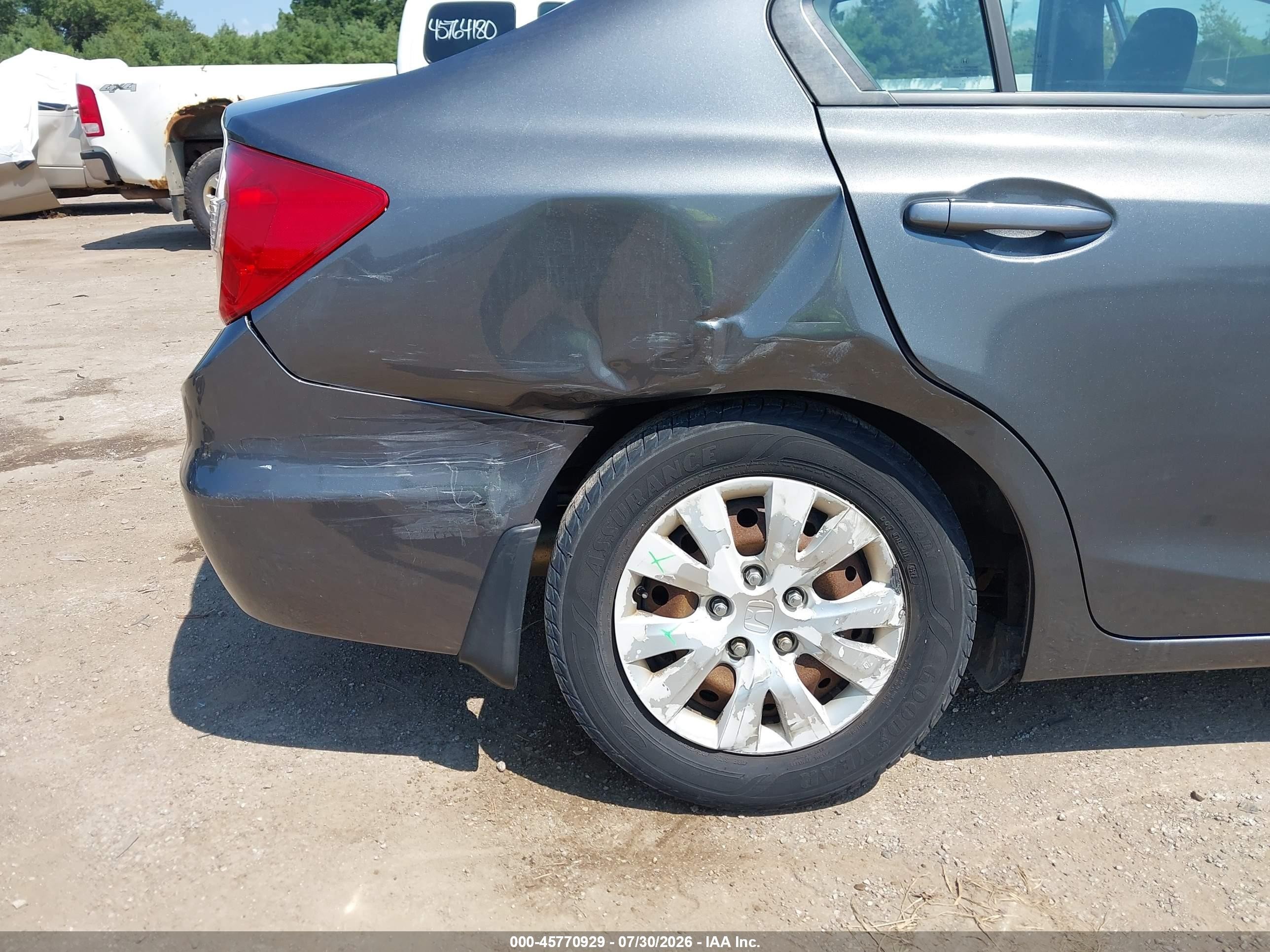 2012 Honda Civic Lx Gray vin: 19XFB2F5XCE104042
