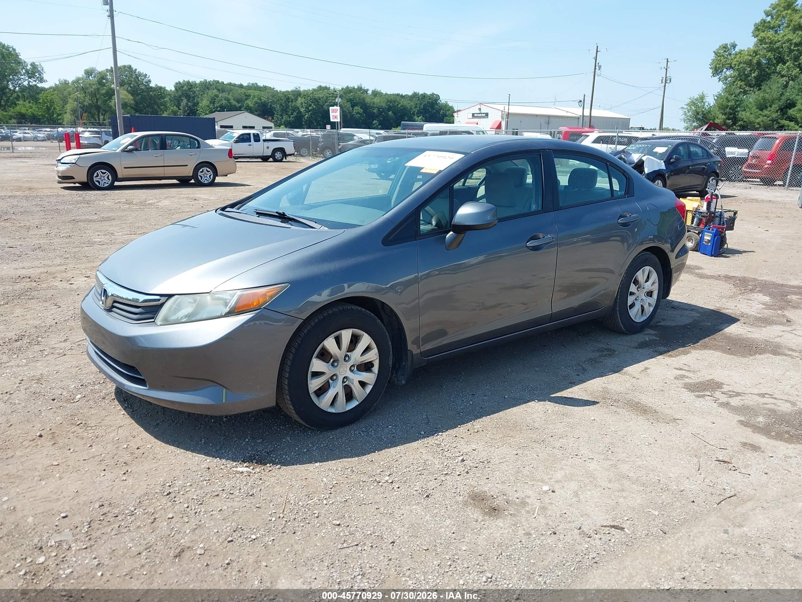 2012 Honda Civic Lx Gray vin: 19XFB2F5XCE104042