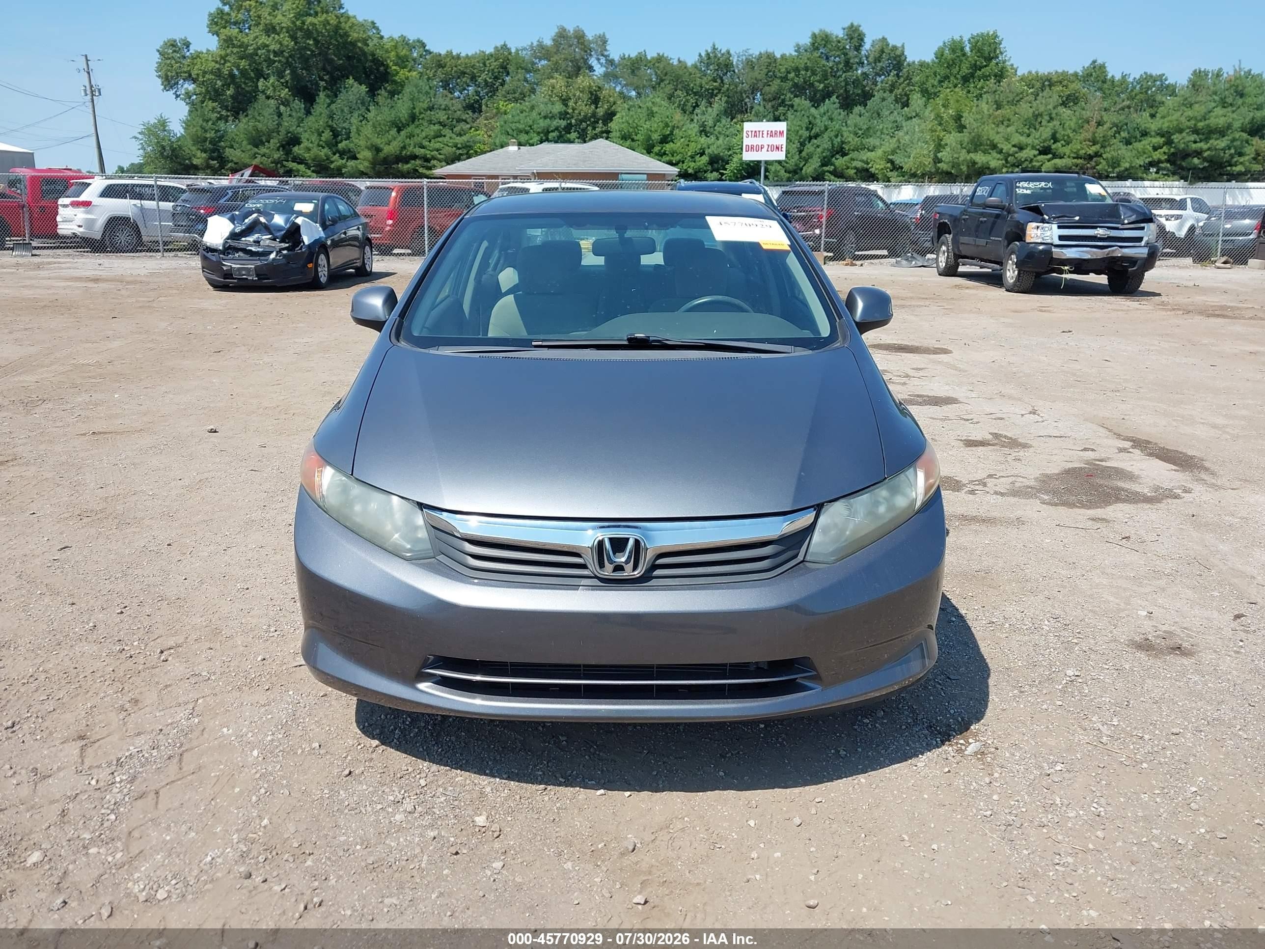 2012 Honda Civic Lx Gray vin: 19XFB2F5XCE104042