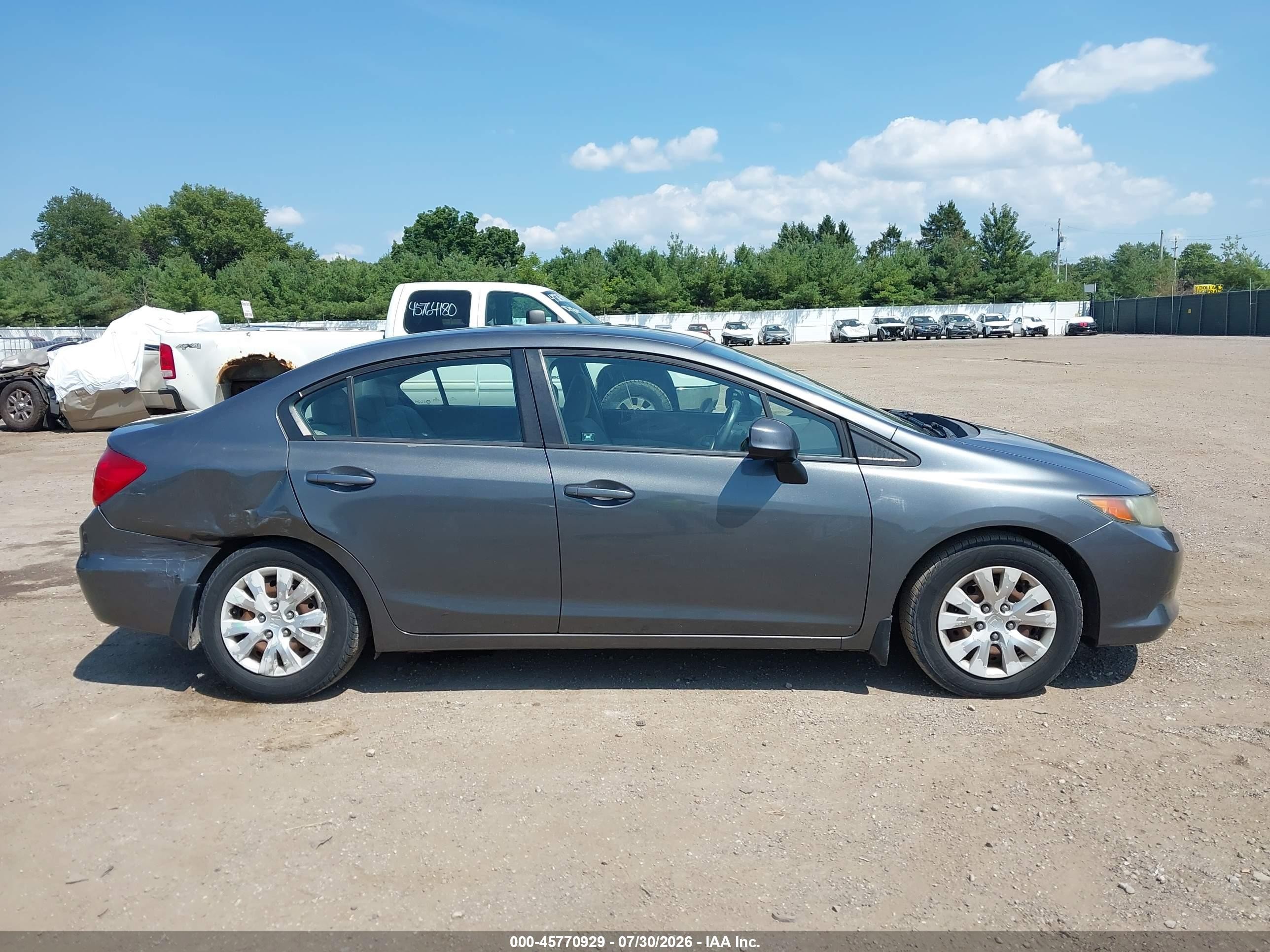 2012 Honda Civic Lx Gray vin: 19XFB2F5XCE104042