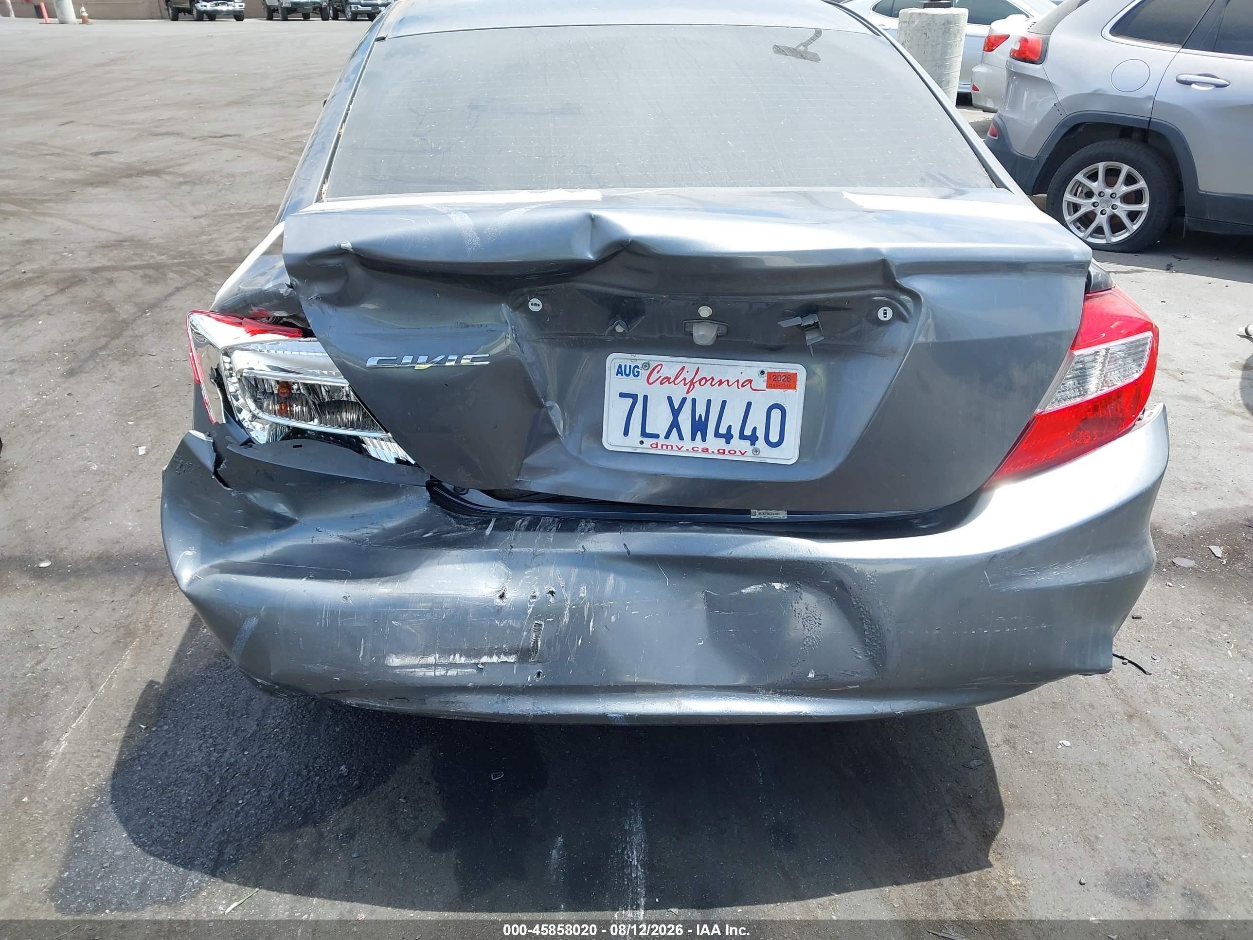 2012 Honda Civic Lx Gray vin: 19XFB2F5XCE301969