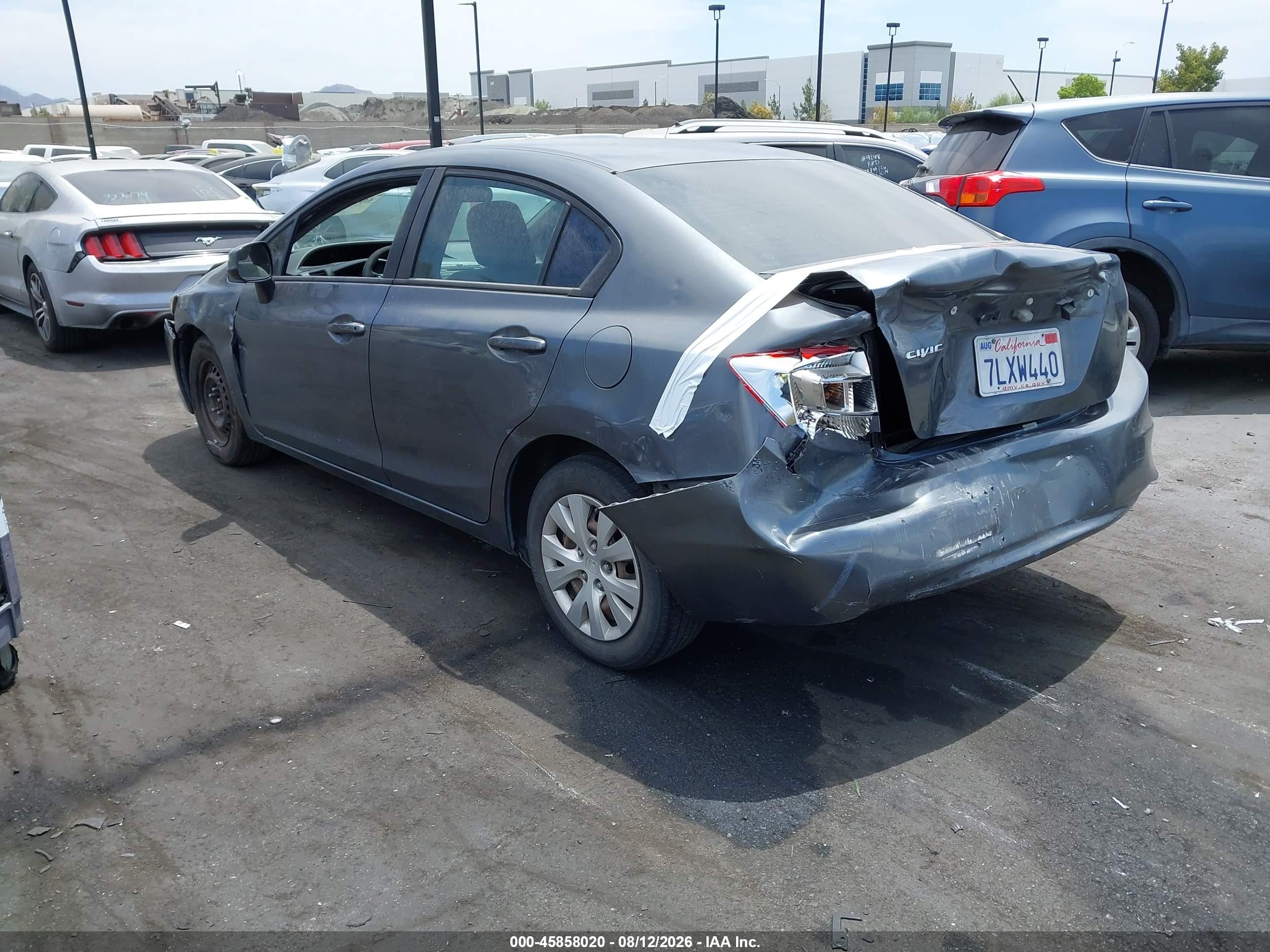 2012 Honda Civic Lx Gray vin: 19XFB2F5XCE301969