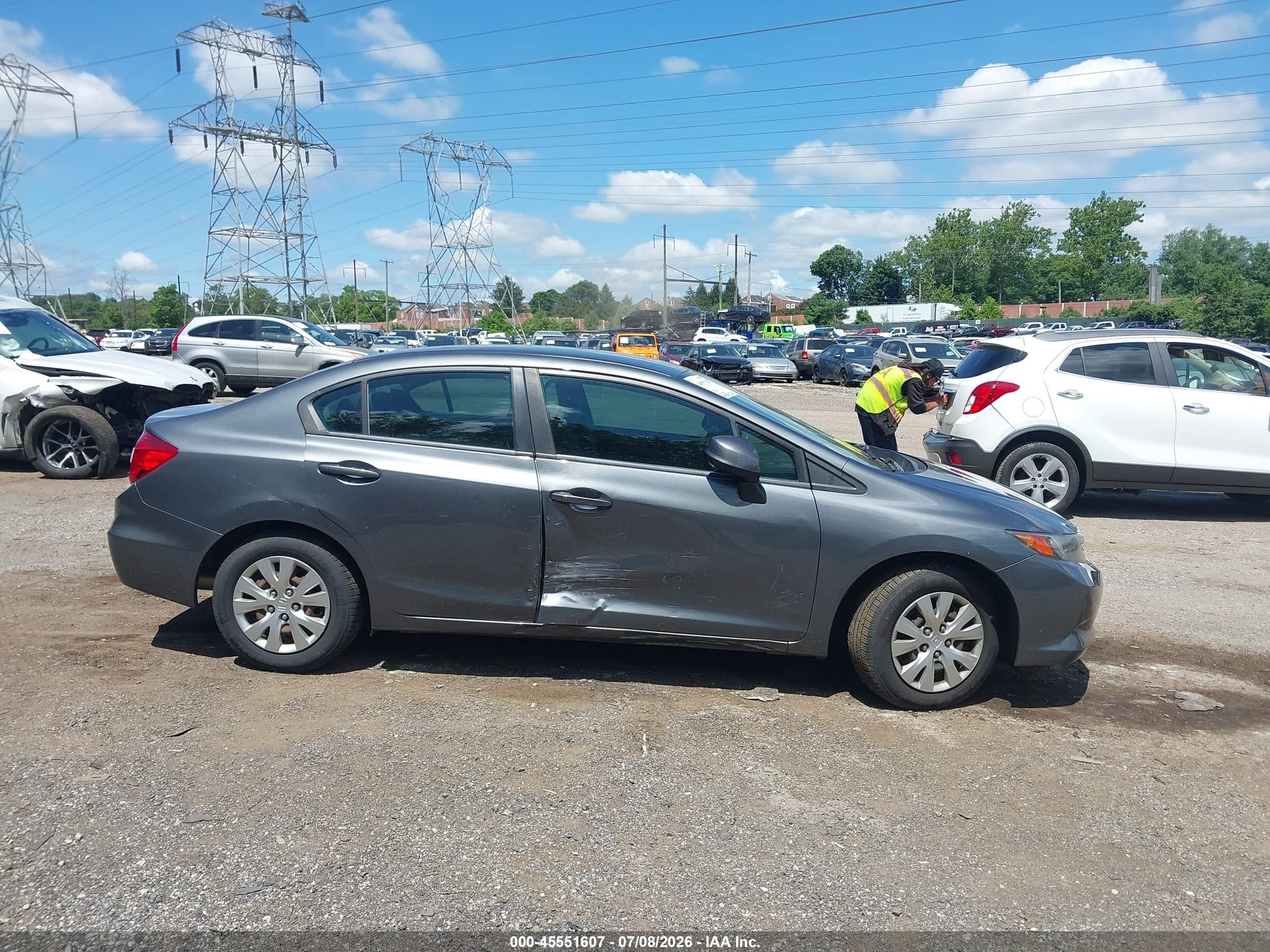 2012 Honda Civic Lx Серый vin: 19XFB2F5XCE302944