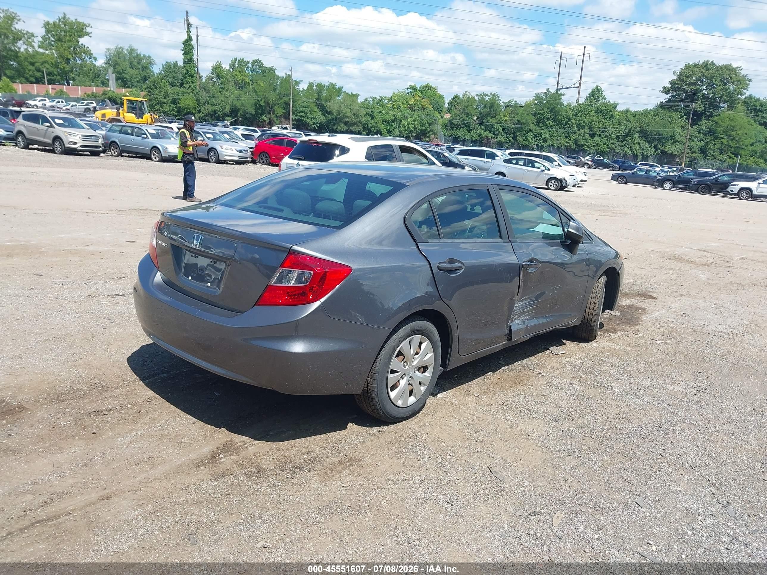 2012 Honda Civic Lx Серый vin: 19XFB2F5XCE302944