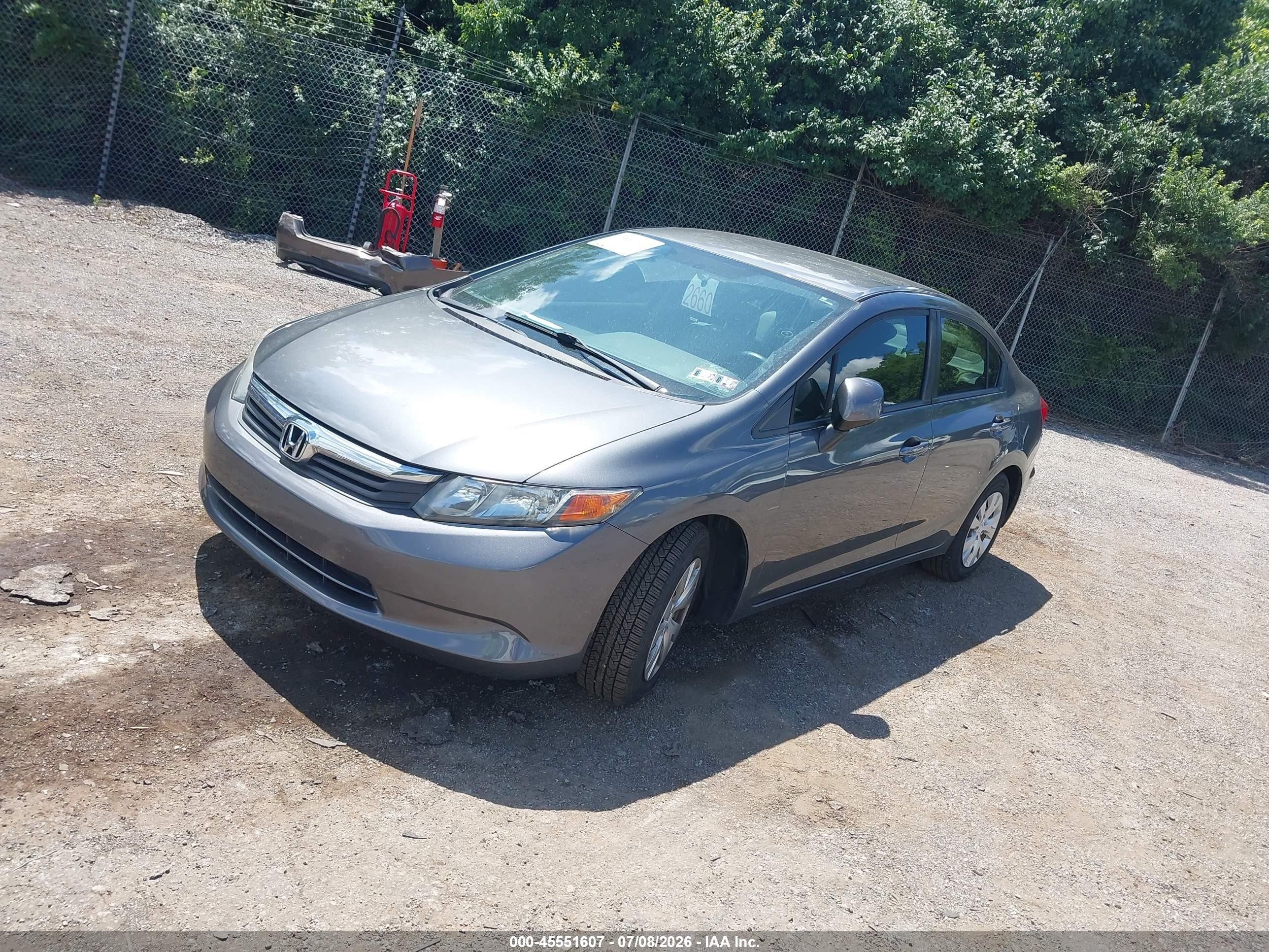 2012 Honda Civic Lx Серый vin: 19XFB2F5XCE302944