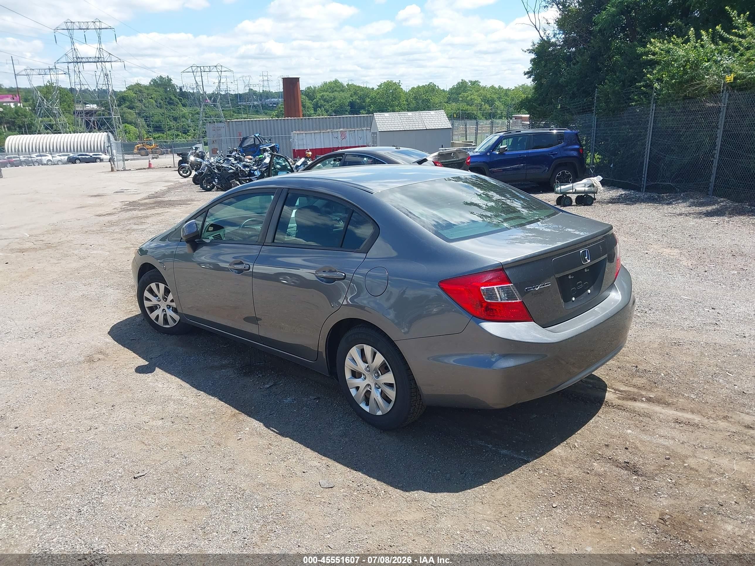 2012 Honda Civic Lx Серый vin: 19XFB2F5XCE302944