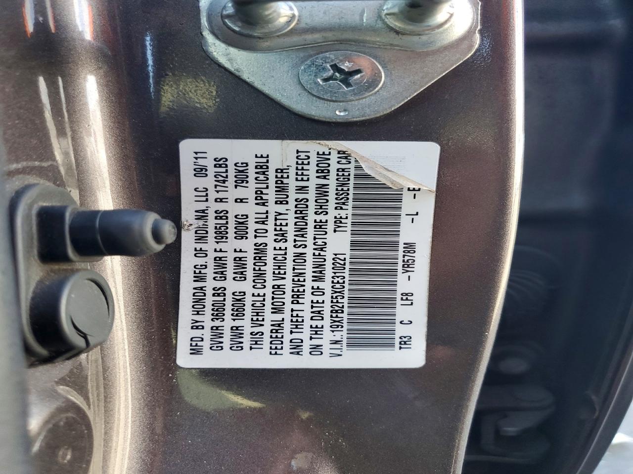 2012 Honda Civic Lx Black vin: 19XFB2F5XCE310221