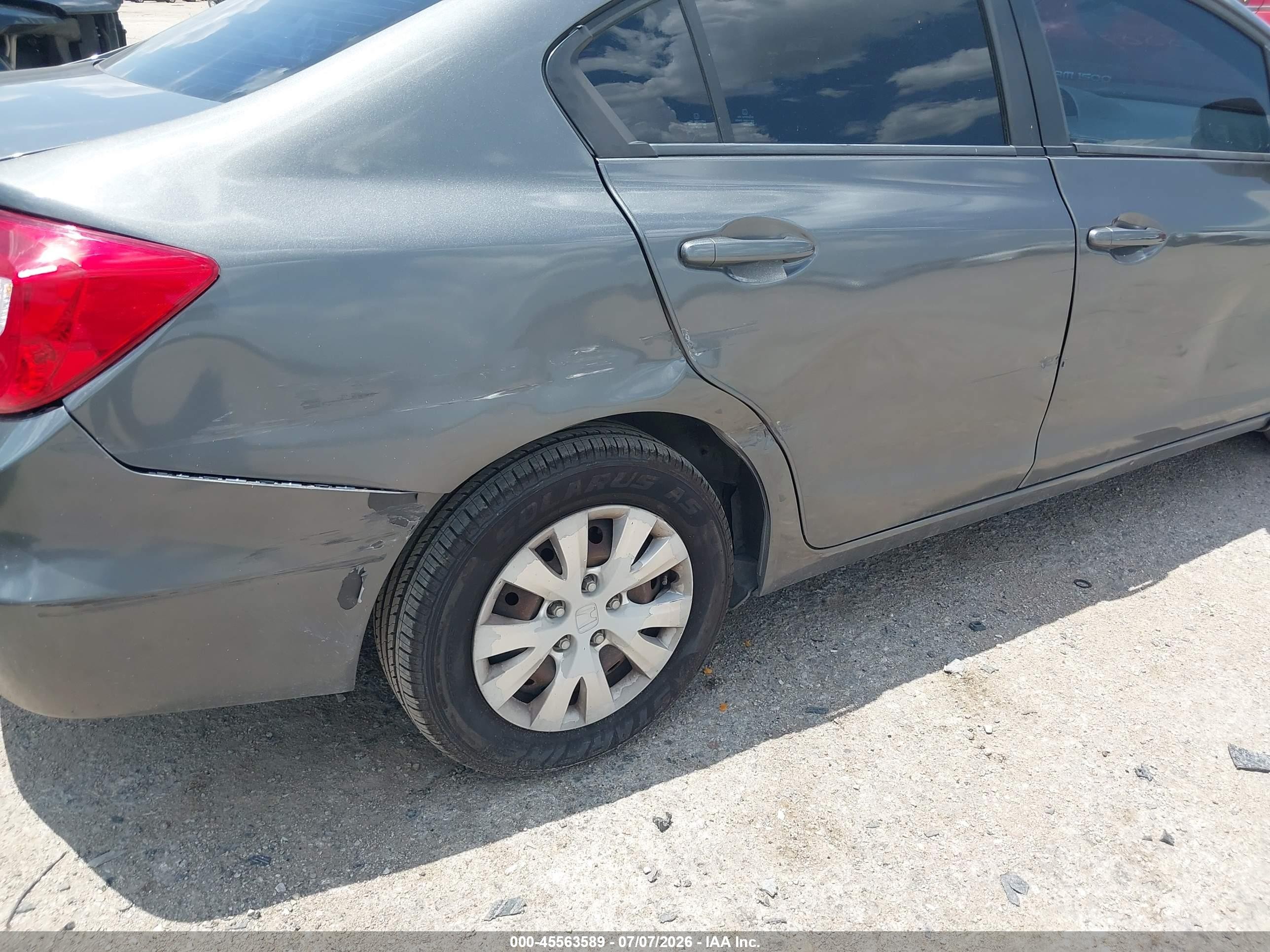2012 Honda Civic Lx Серый vin: 19XFB2F5XCE311157