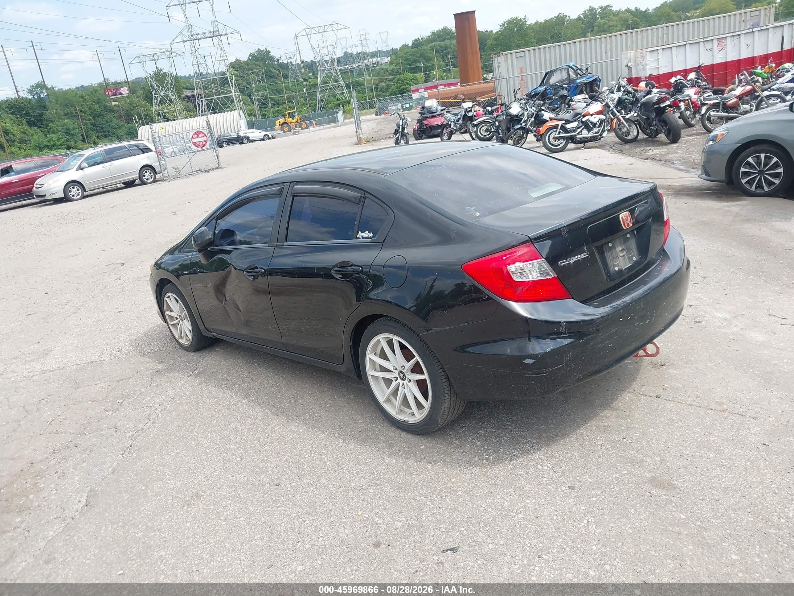 2012 Honda Civic Lx Black vin: 19XFB2F5XCE327133