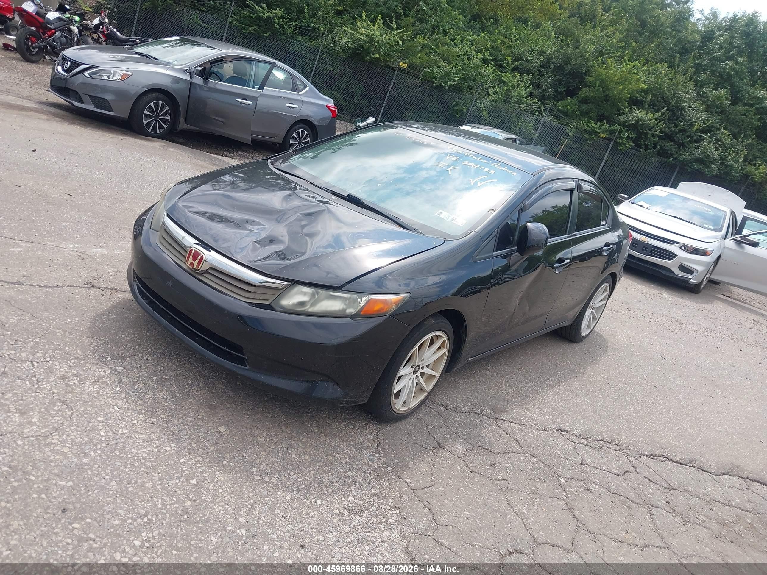 2012 Honda Civic Lx Black vin: 19XFB2F5XCE327133
