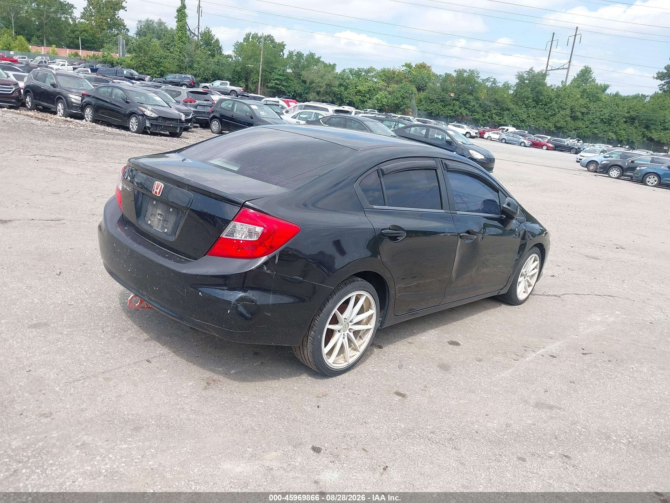 2012 Honda Civic Lx Black vin: 19XFB2F5XCE327133