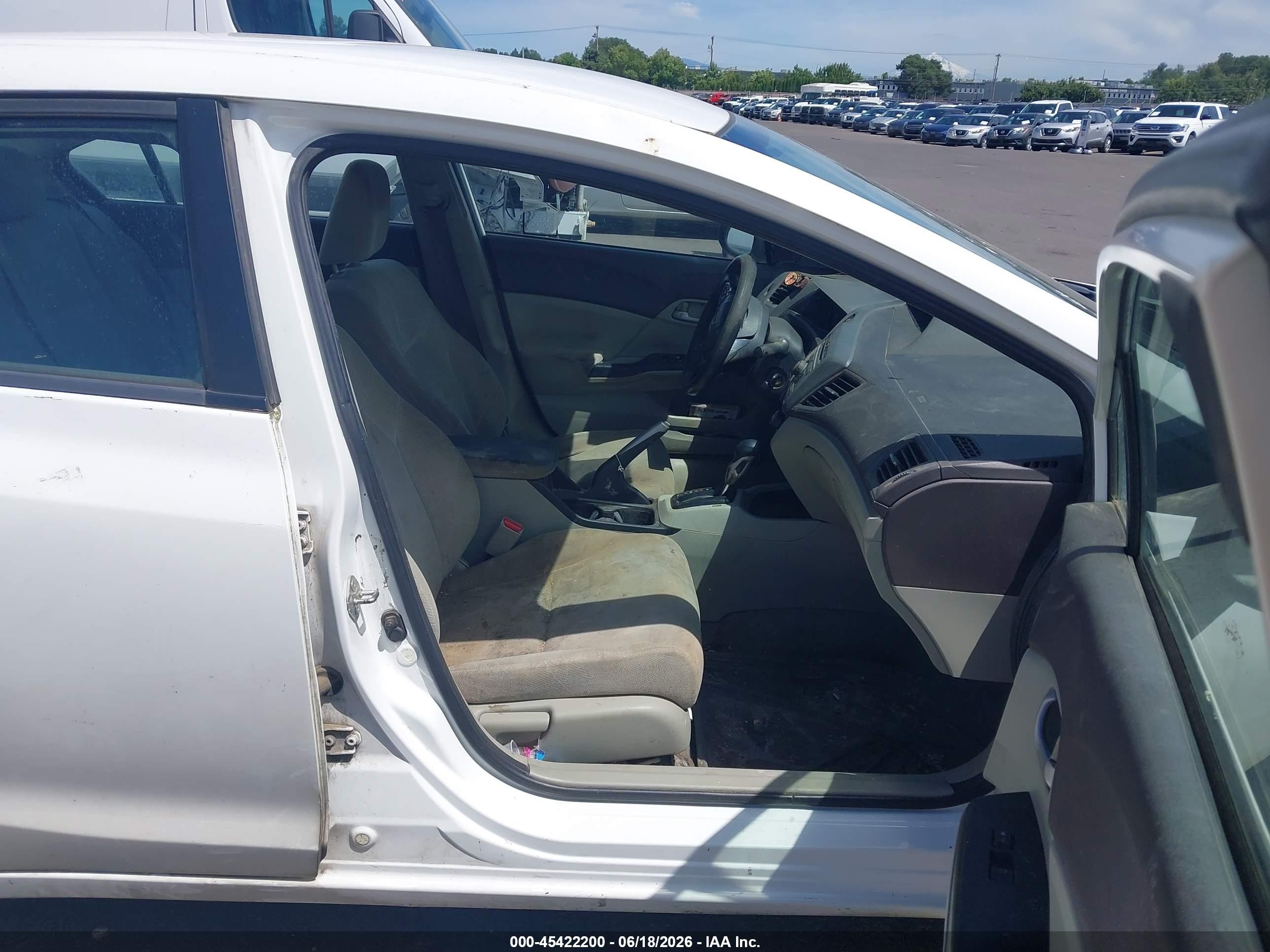 2012 Honda Civic Lx White vin: 19XFB2F5XCE330775