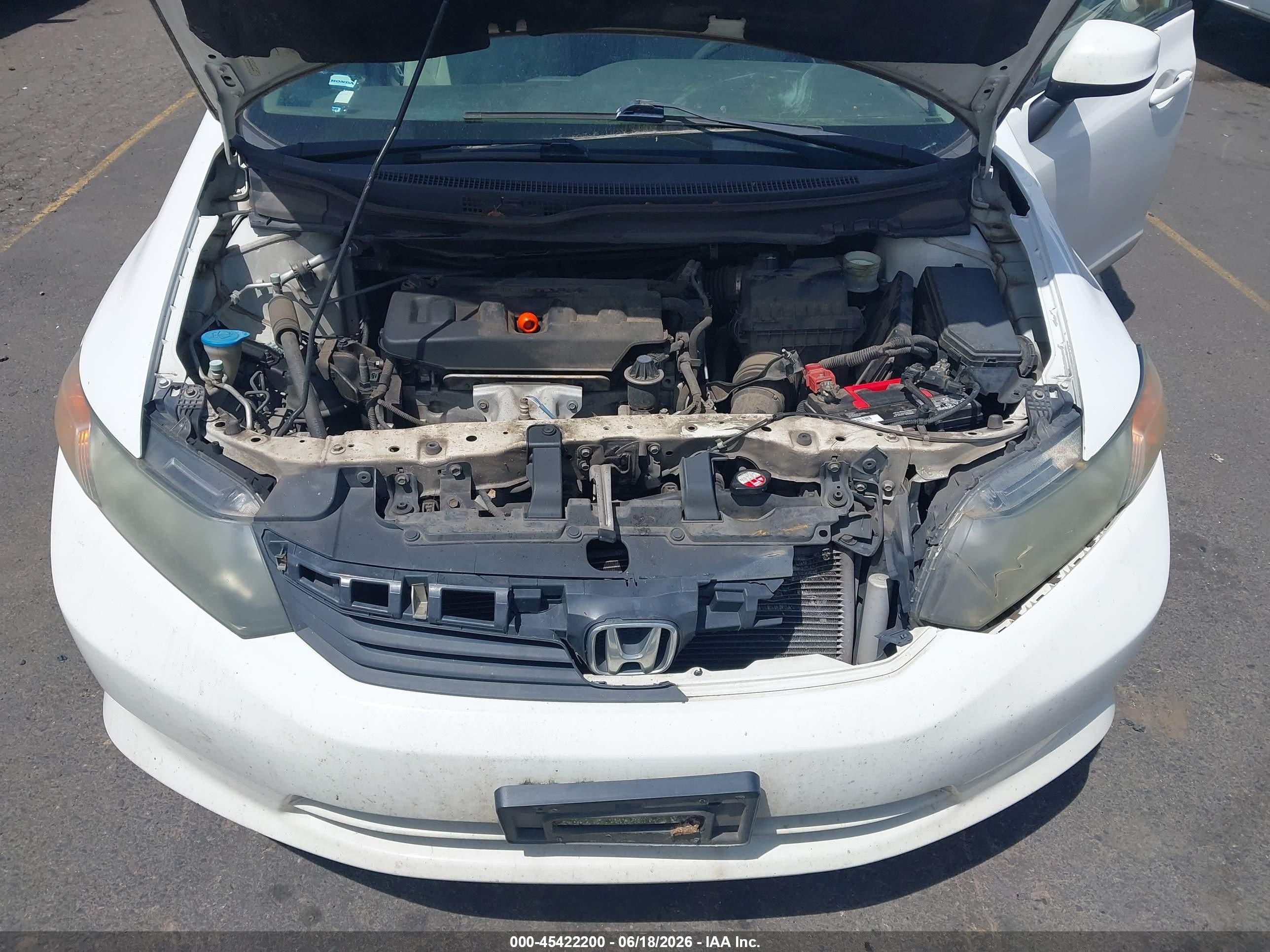 2012 Honda Civic Lx White vin: 19XFB2F5XCE330775