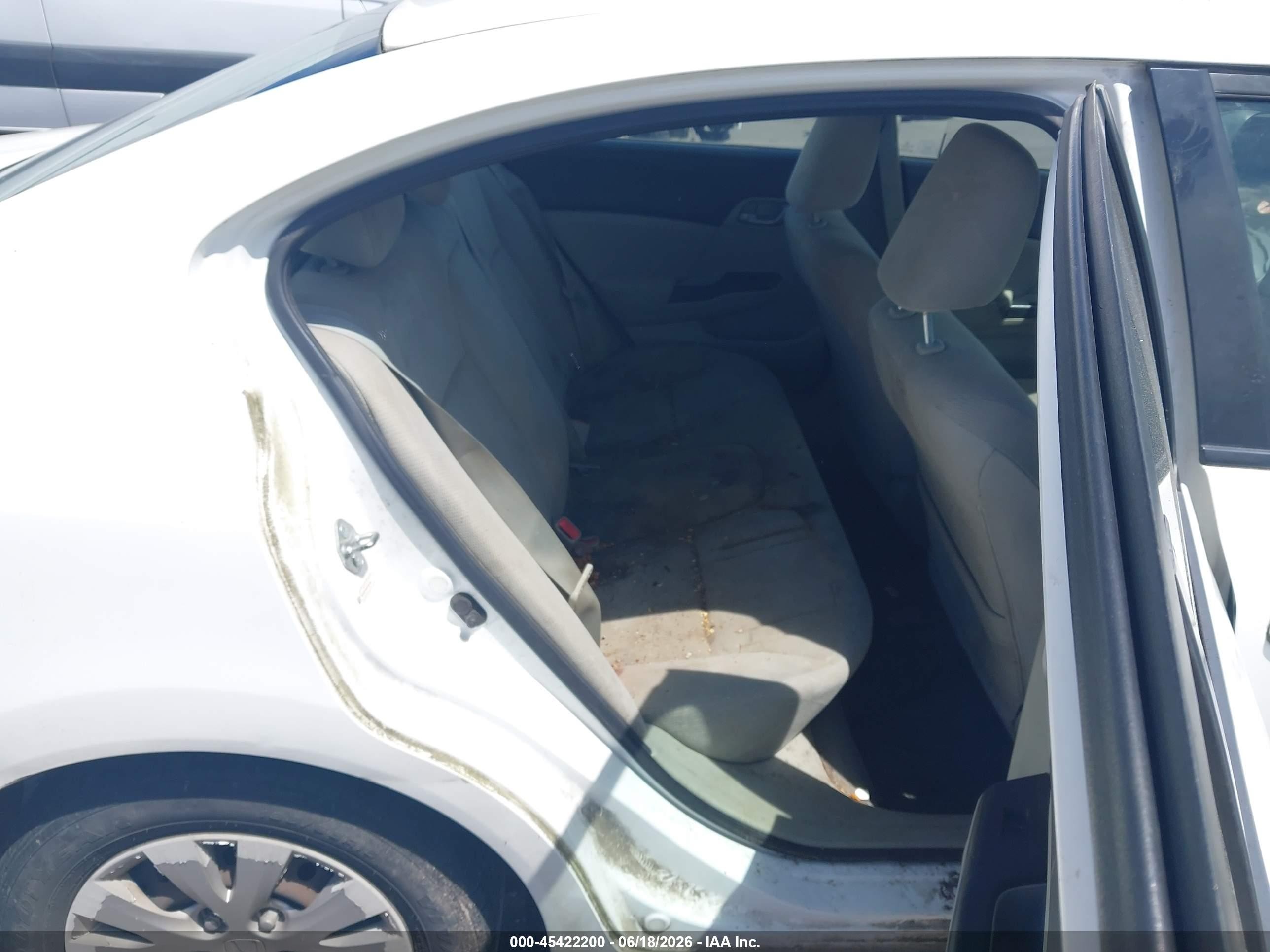 2012 Honda Civic Lx White vin: 19XFB2F5XCE330775